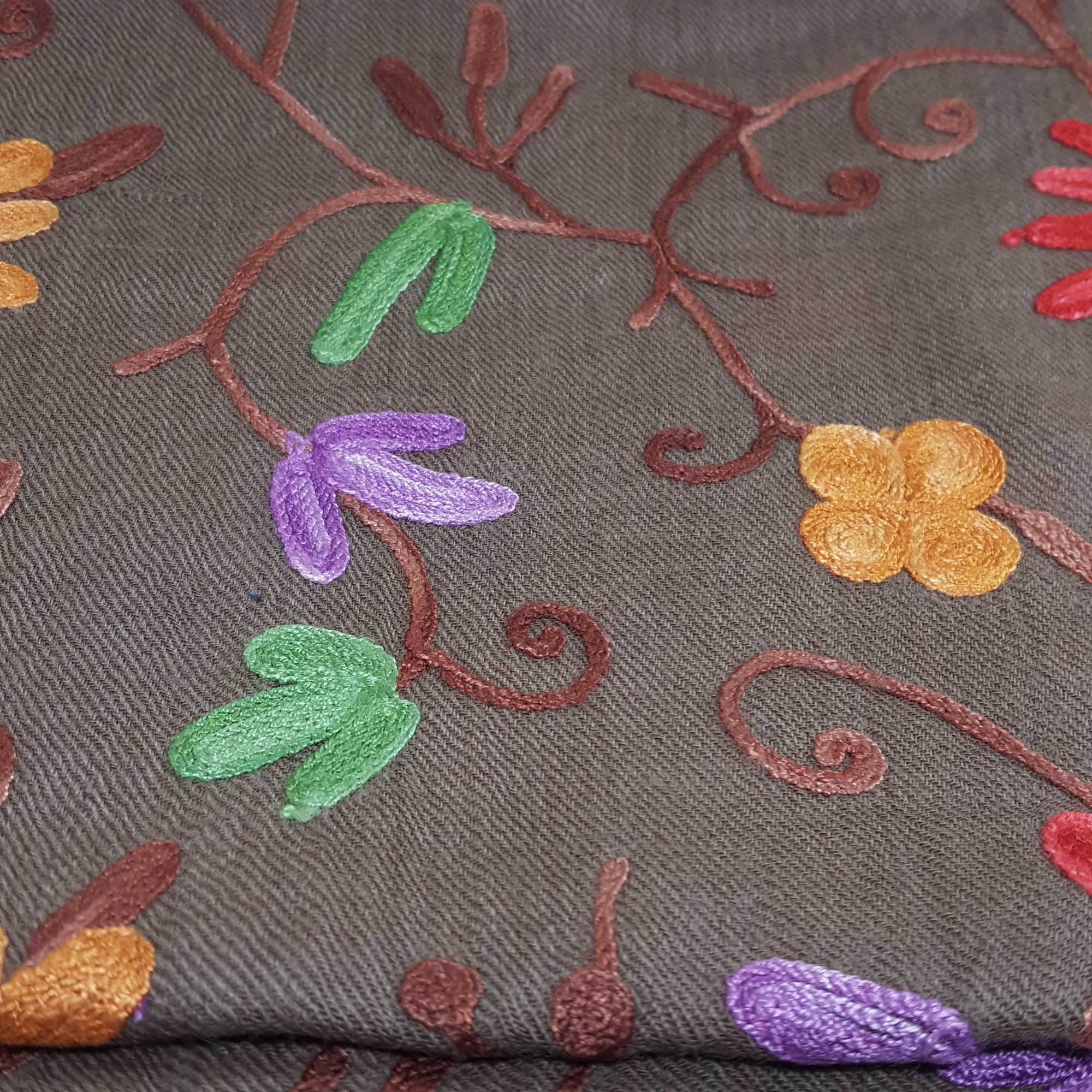 Woolen Shawl, Exquisite Handmade Four-ply Woolen Shawl: Intricate Embroidery And Unparalleled Quality, Brown