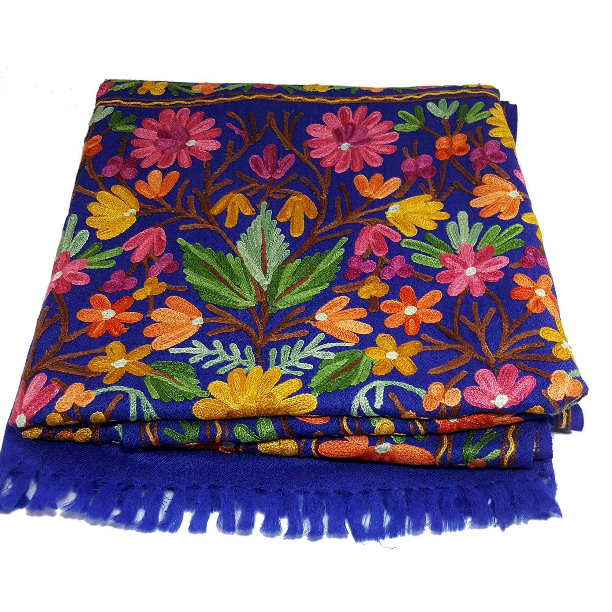Woolen Shawl, Exquisite Handmade Four-ply Woolen Shawl: Intricate Embroidery <span Style=