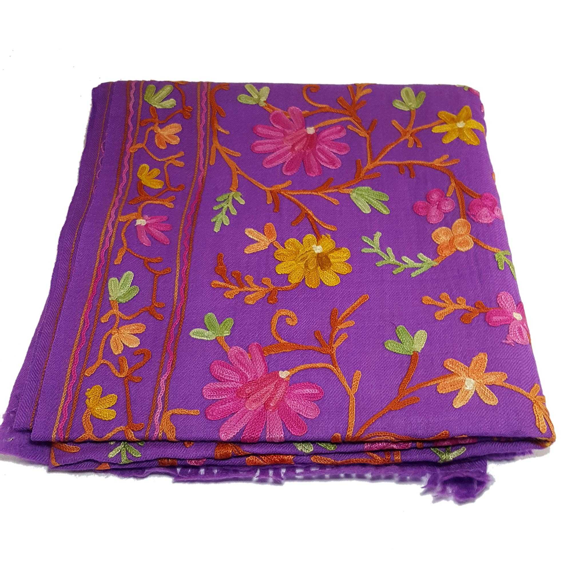Woolen Shawl, Exquisite Handmade Four-ply Woolen Shawl: Intricate Embroidery <span Style=