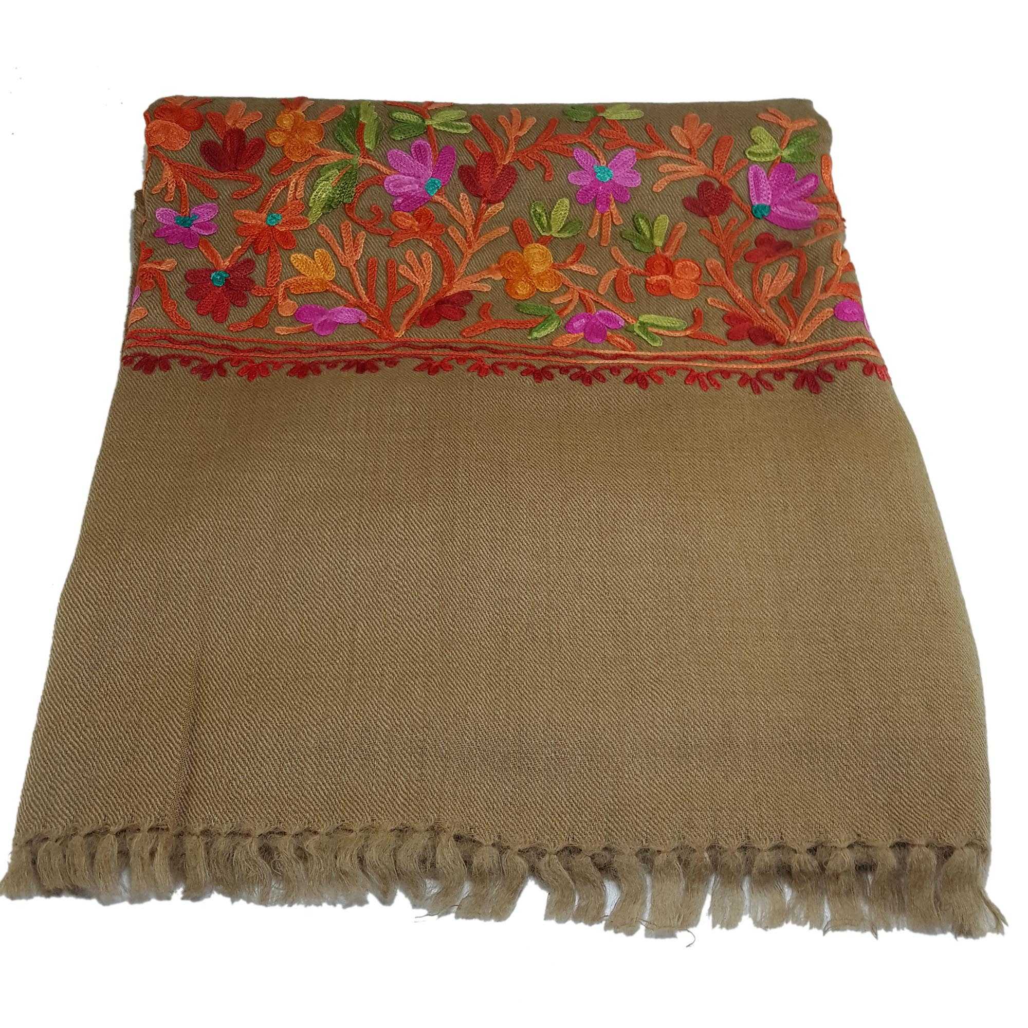Woolen Shawl, Exquisite Handmade Four-ply Woolen Shawl: Intricate Embroidery <span Style=