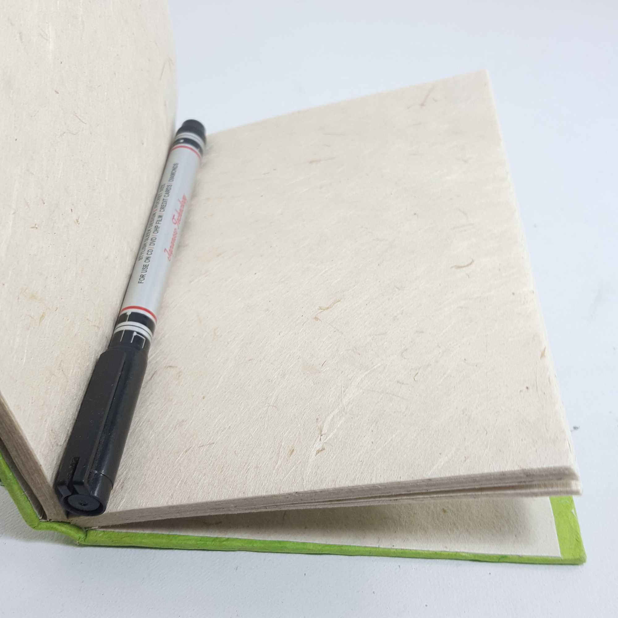 Circles Design, Lokta Paper small Notebook, 40 Pages, Parrot Green Base, patchwork