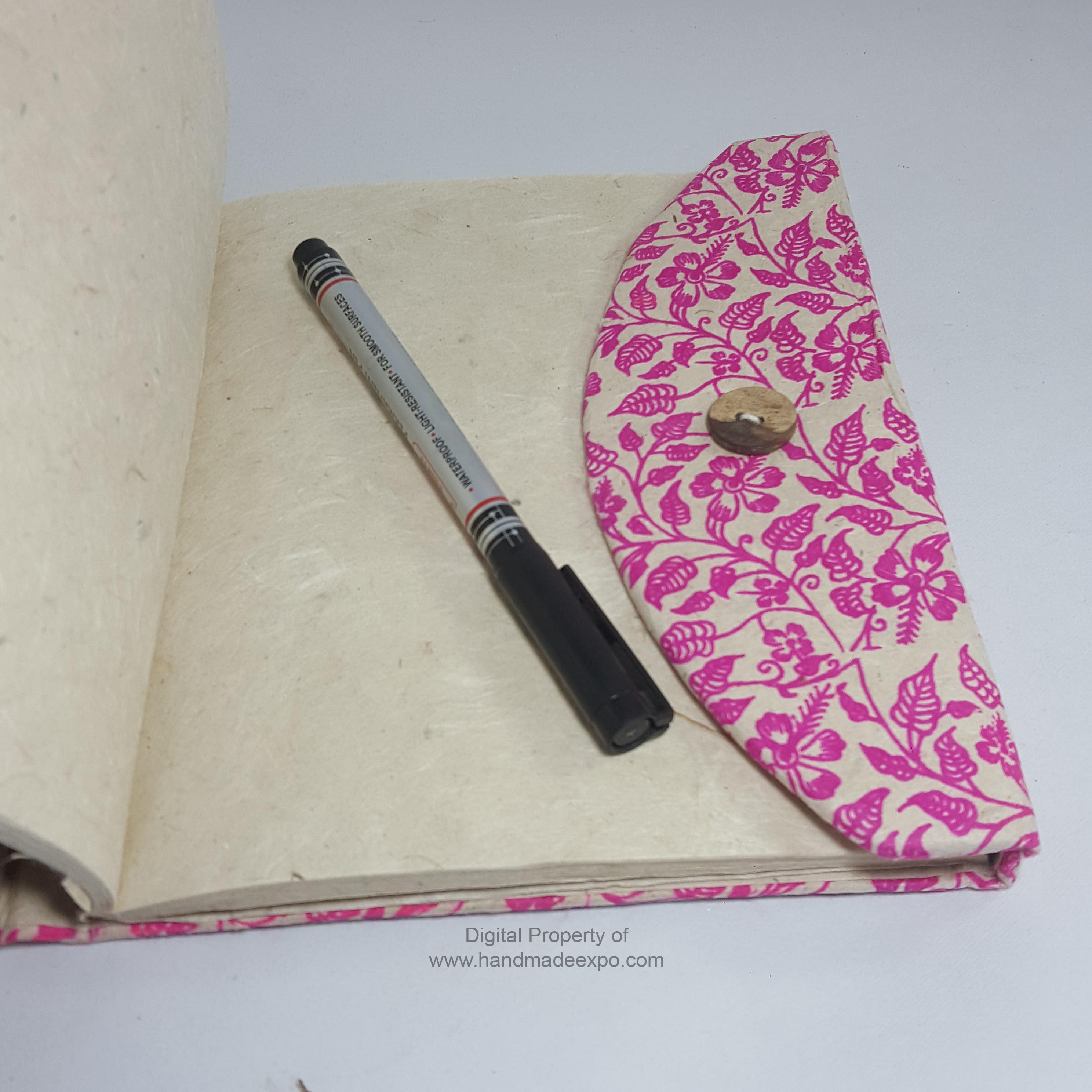 Folding Sun Design, Lokta Paper medium Notebook, 45 Pages, Flower Print, screen Print