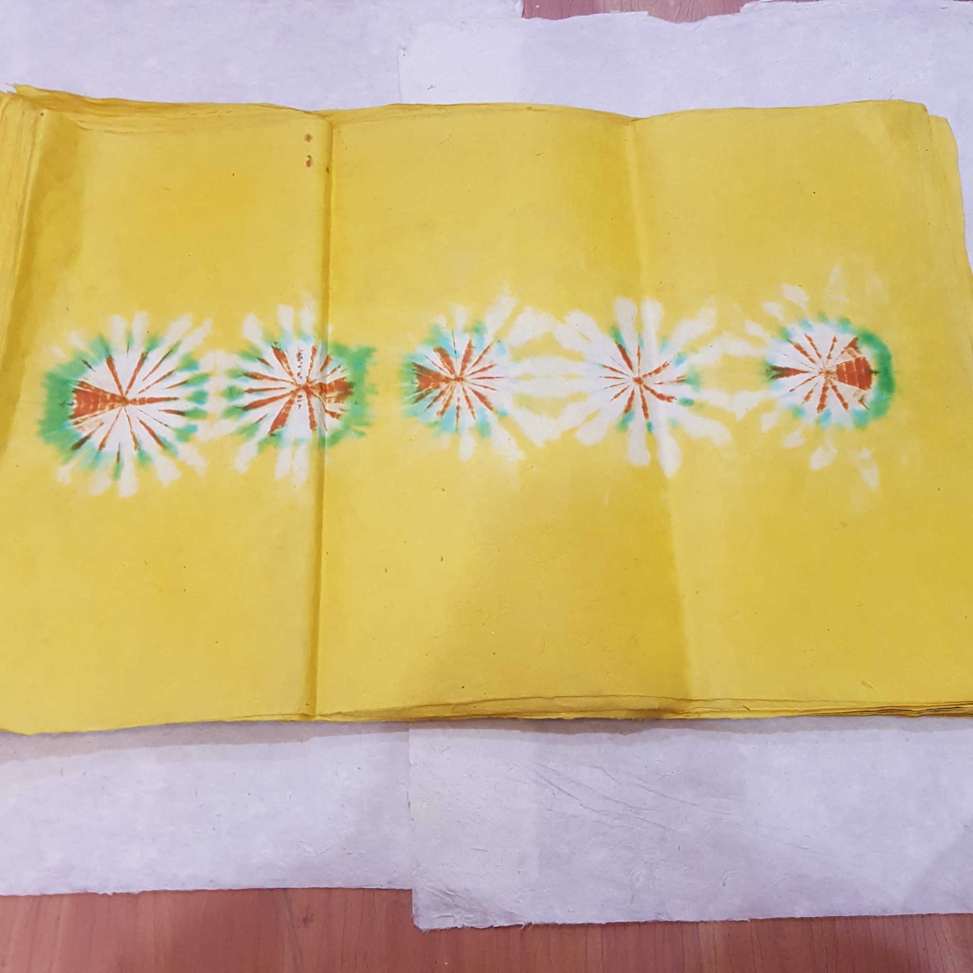 Nepali Lokta Wrapping Paper, tie Dye, Light Yellow