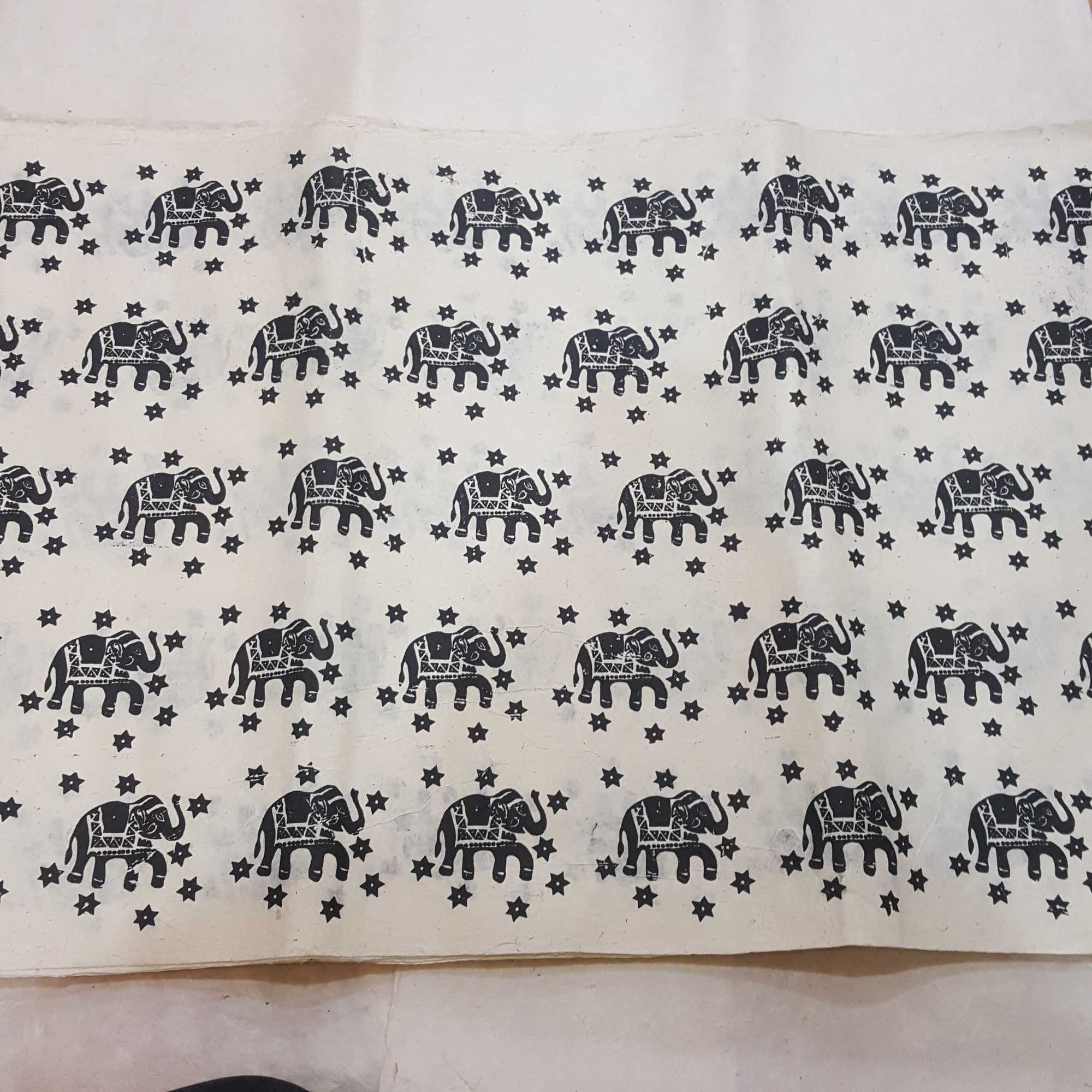 Nepali Lokta Wrapping Paper, Elephant Printed, <span Style=