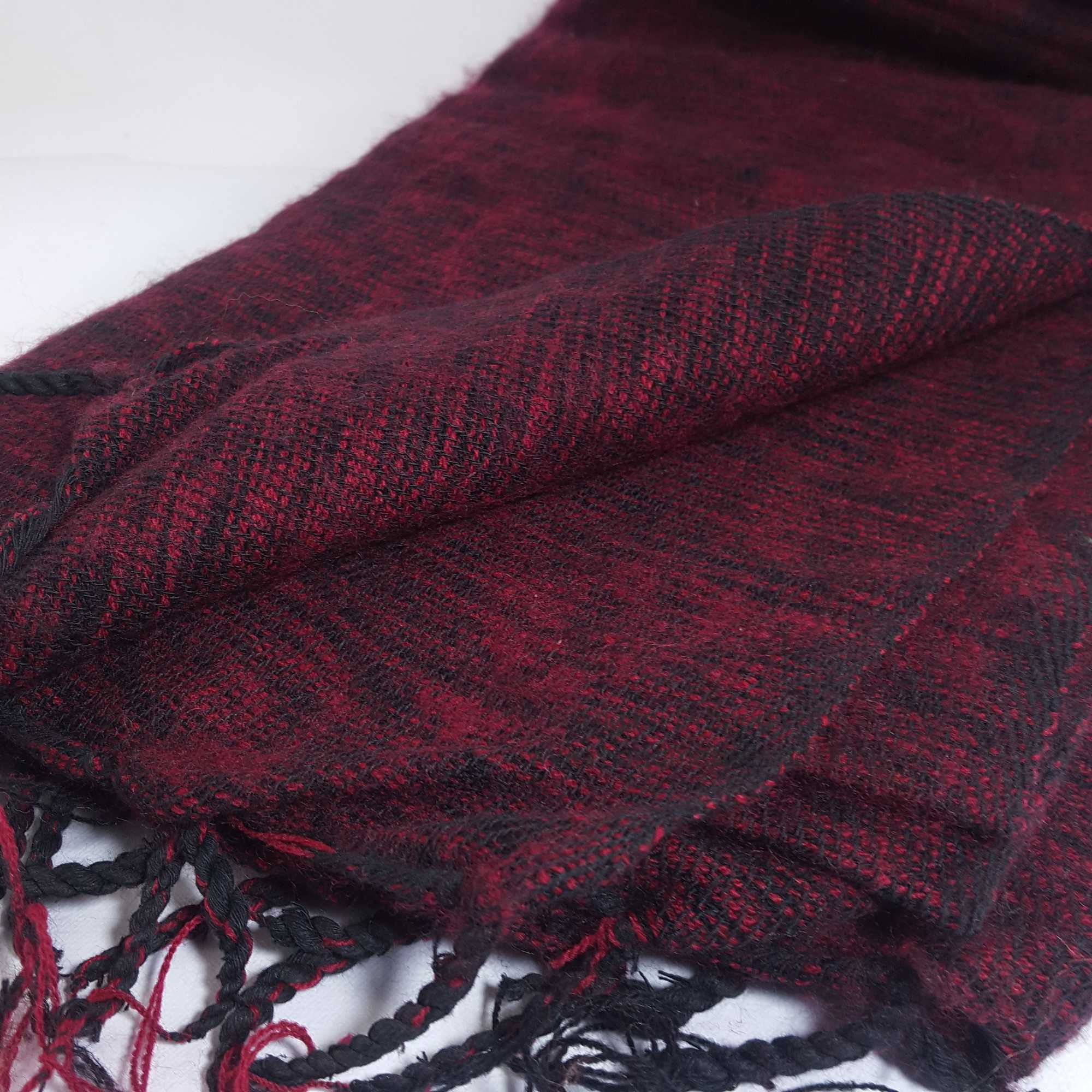 Yak Wool Shawl, Nepali Acrylic Hand Loom Shawl, dark Pink