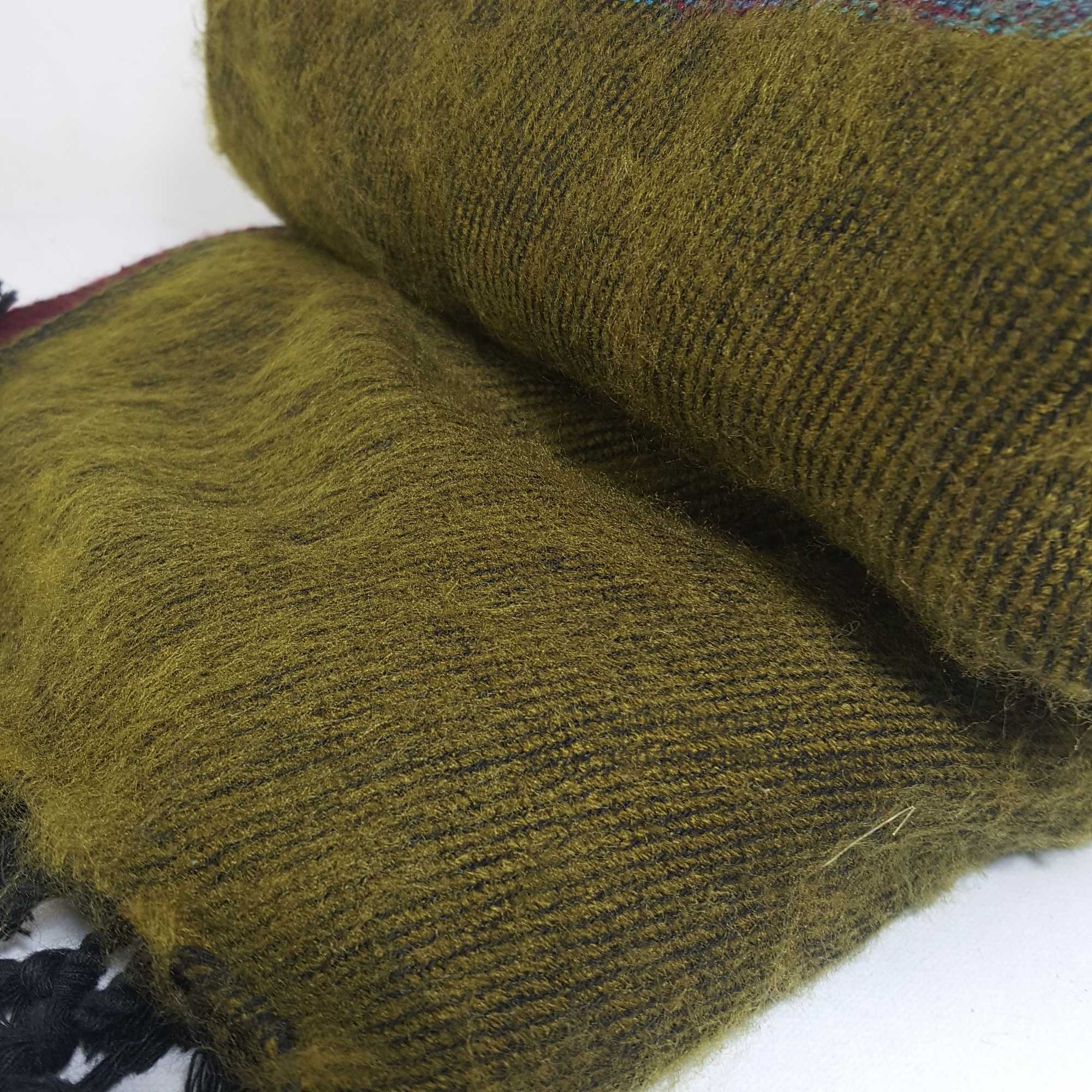 Yak Wool Shawl, Nepali Acrylic Hand Loom Shawl, purple, Blue And Green Strips