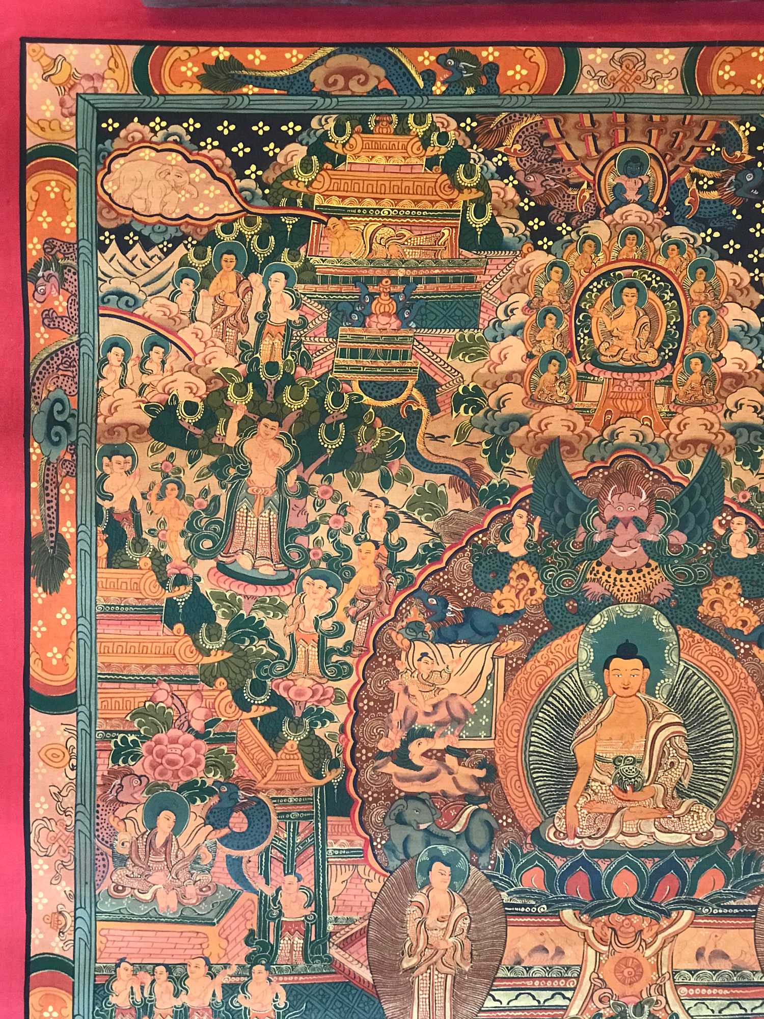 Tibetan Thangka Of Buddha Life Story