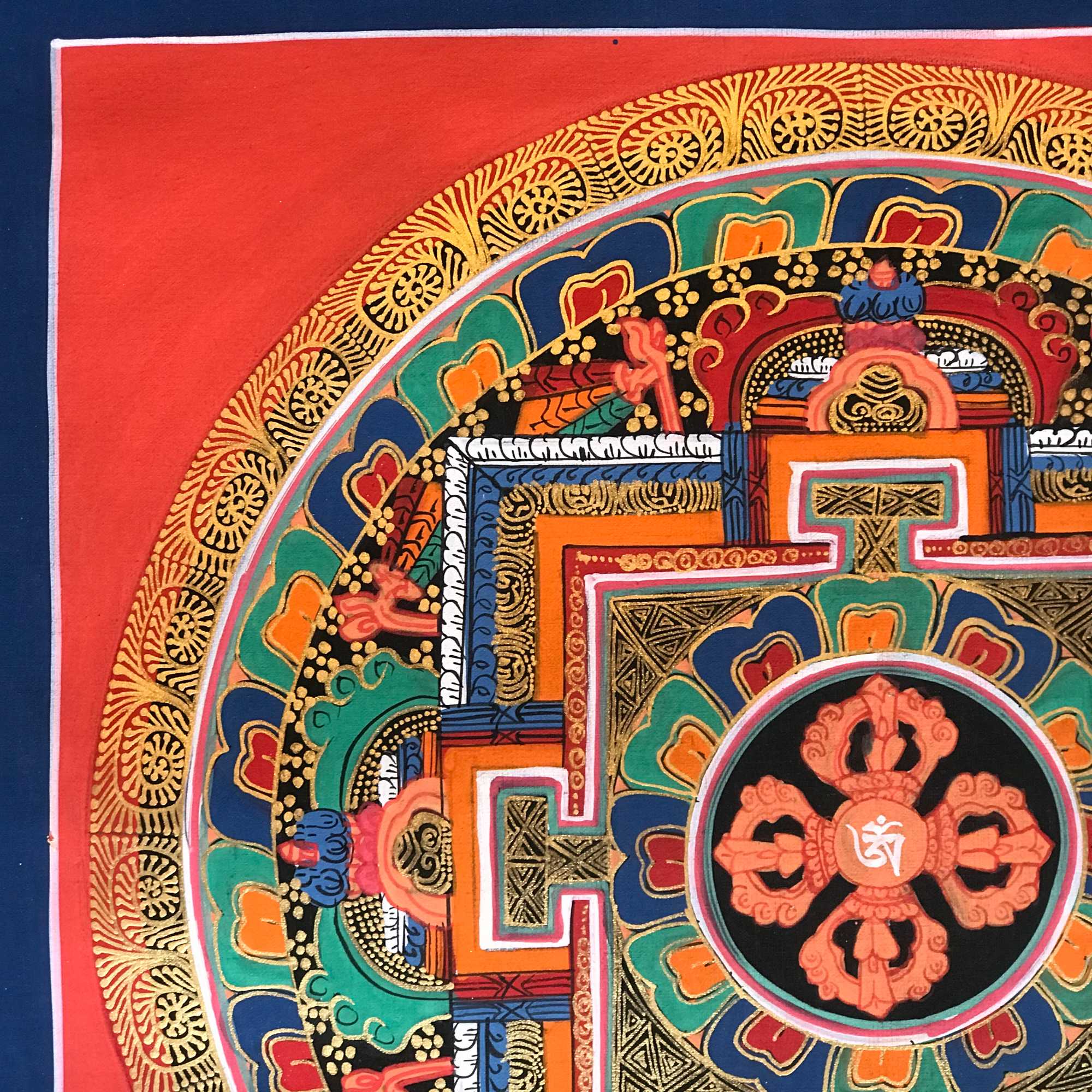 Tibetan Square Mandala With double Dorje, orange 2