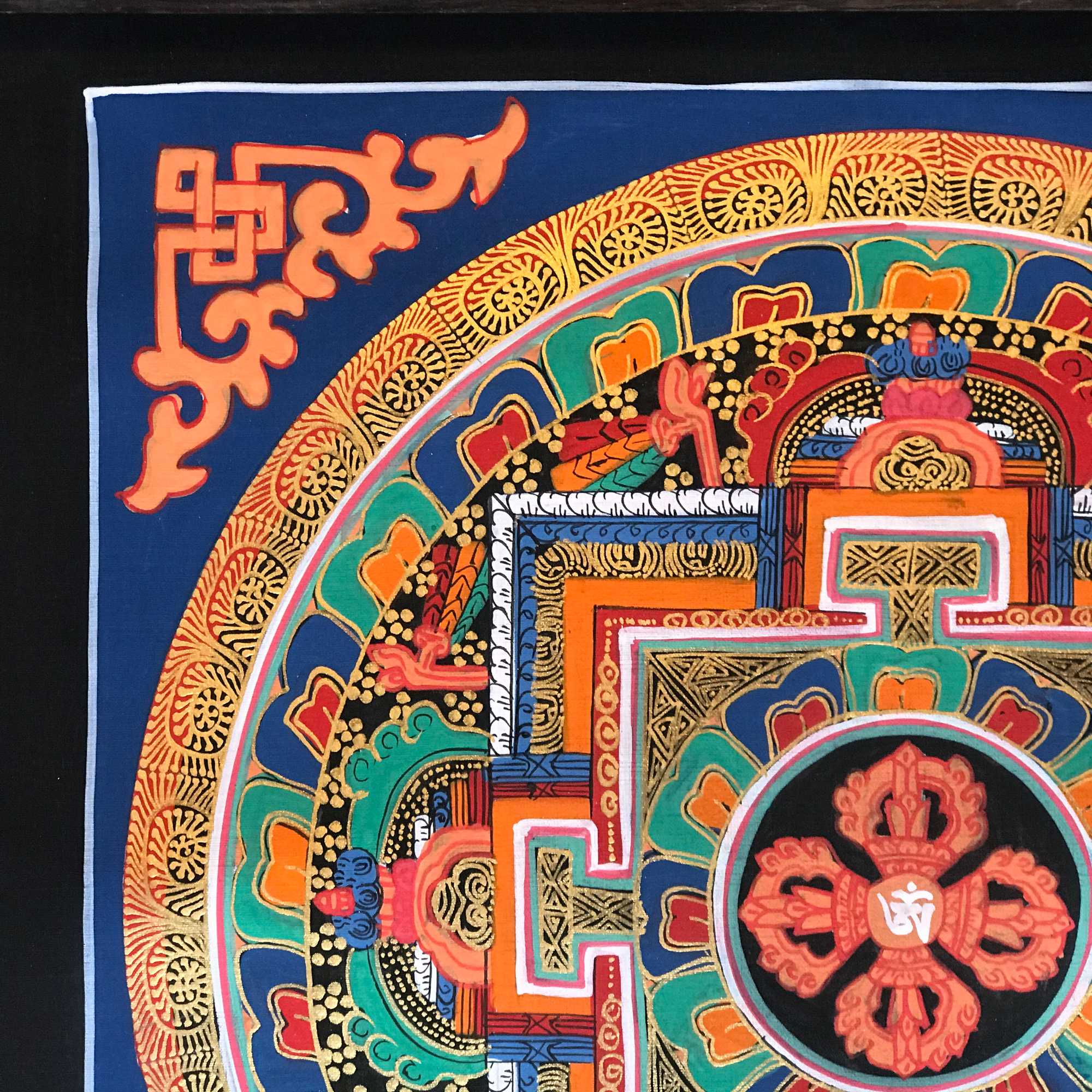 Tibetan Square Mandala With double Dorje, blue