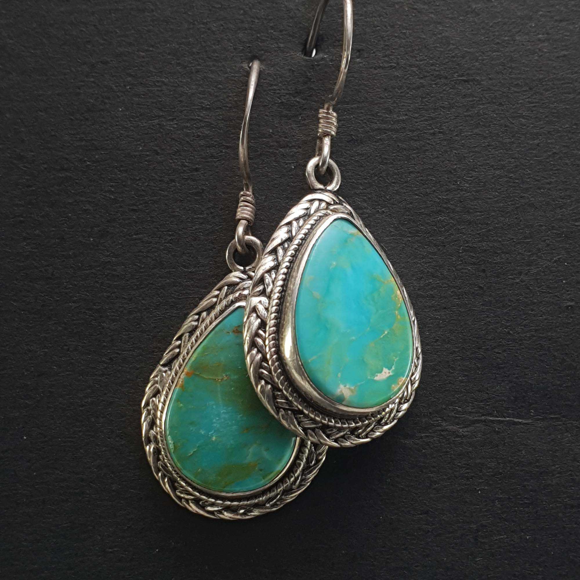Old Tibetan Turquoise Earrings <span Style=