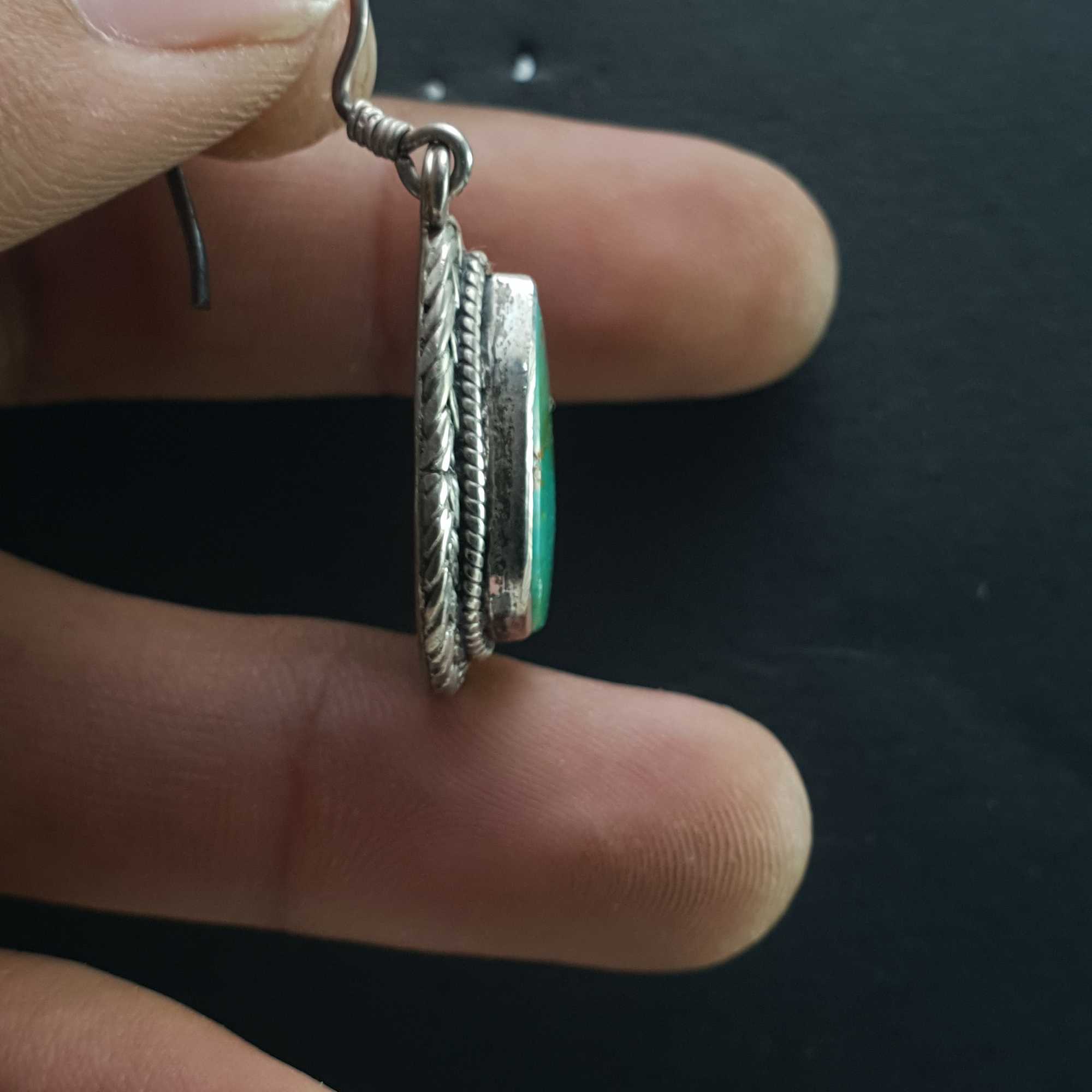 Old Tibetan Turquoise Earrings pair