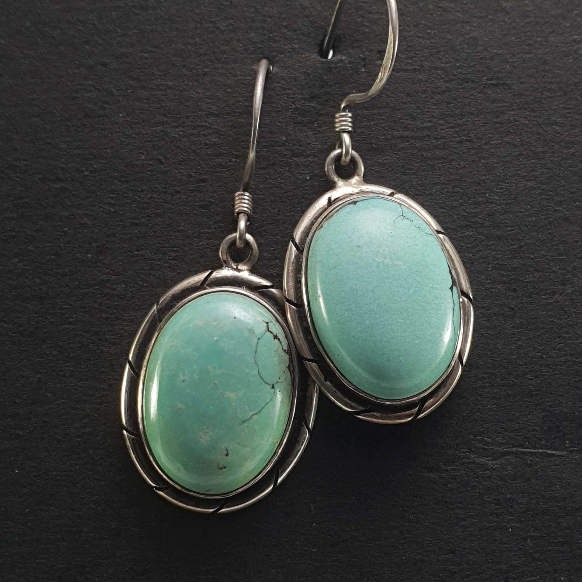 Old Tibetan Turquoise Earrings <span Style=