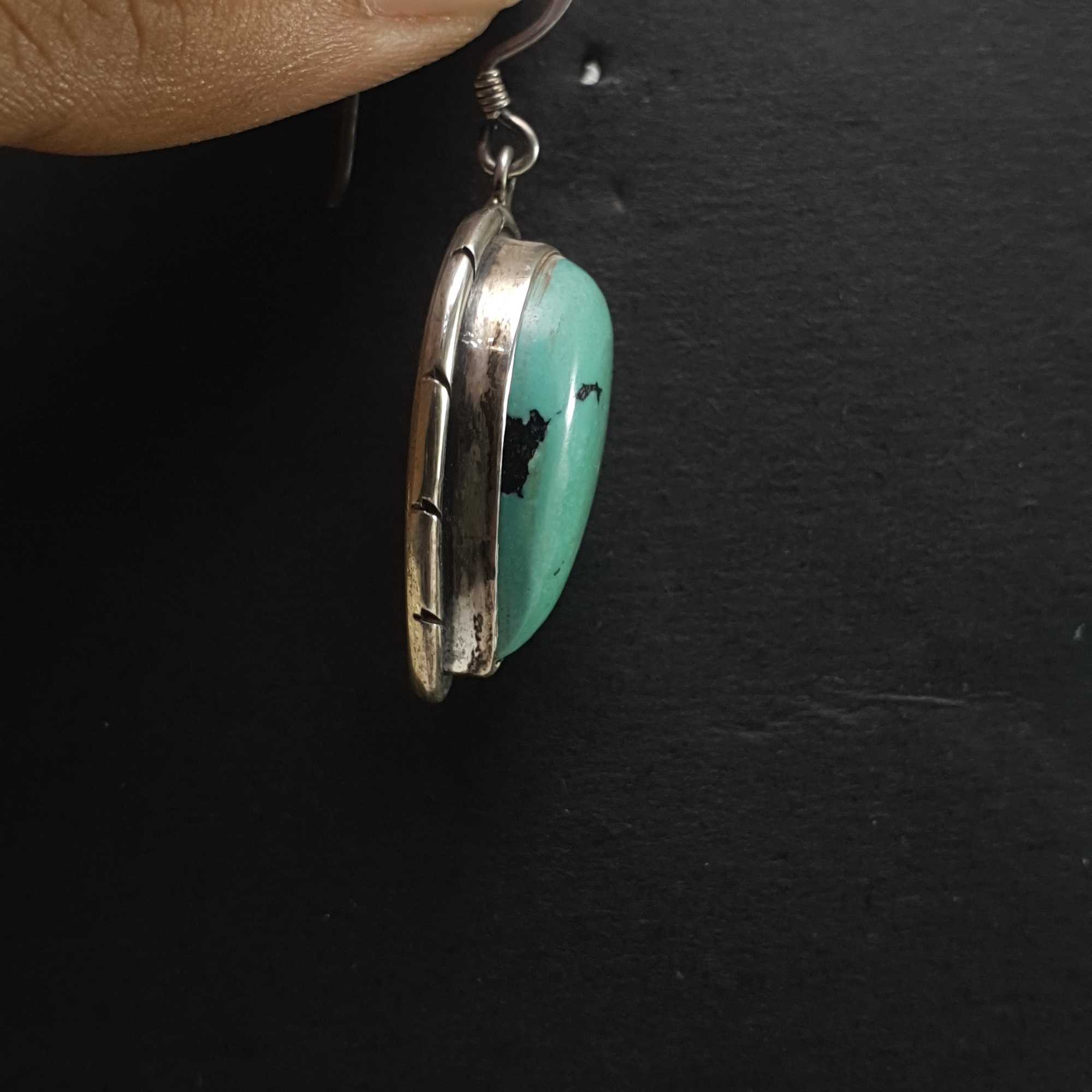 Old Tibetan Turquoise Earrings pair