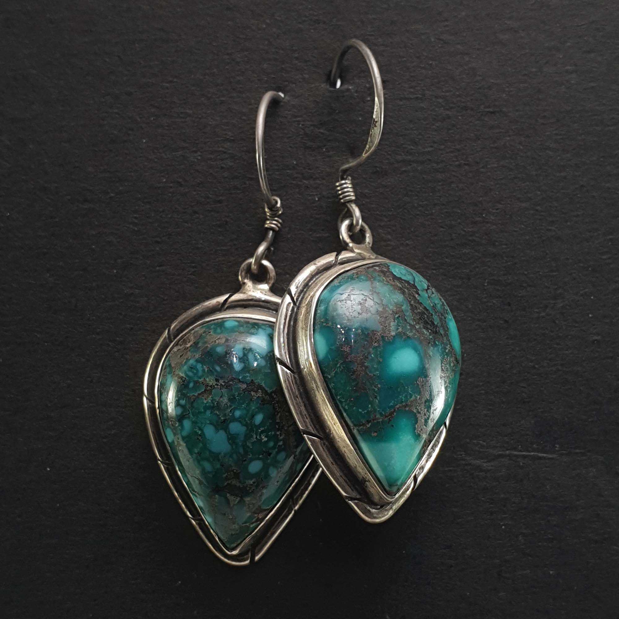 Old Tibetan Turquoise Earrings <span Style=