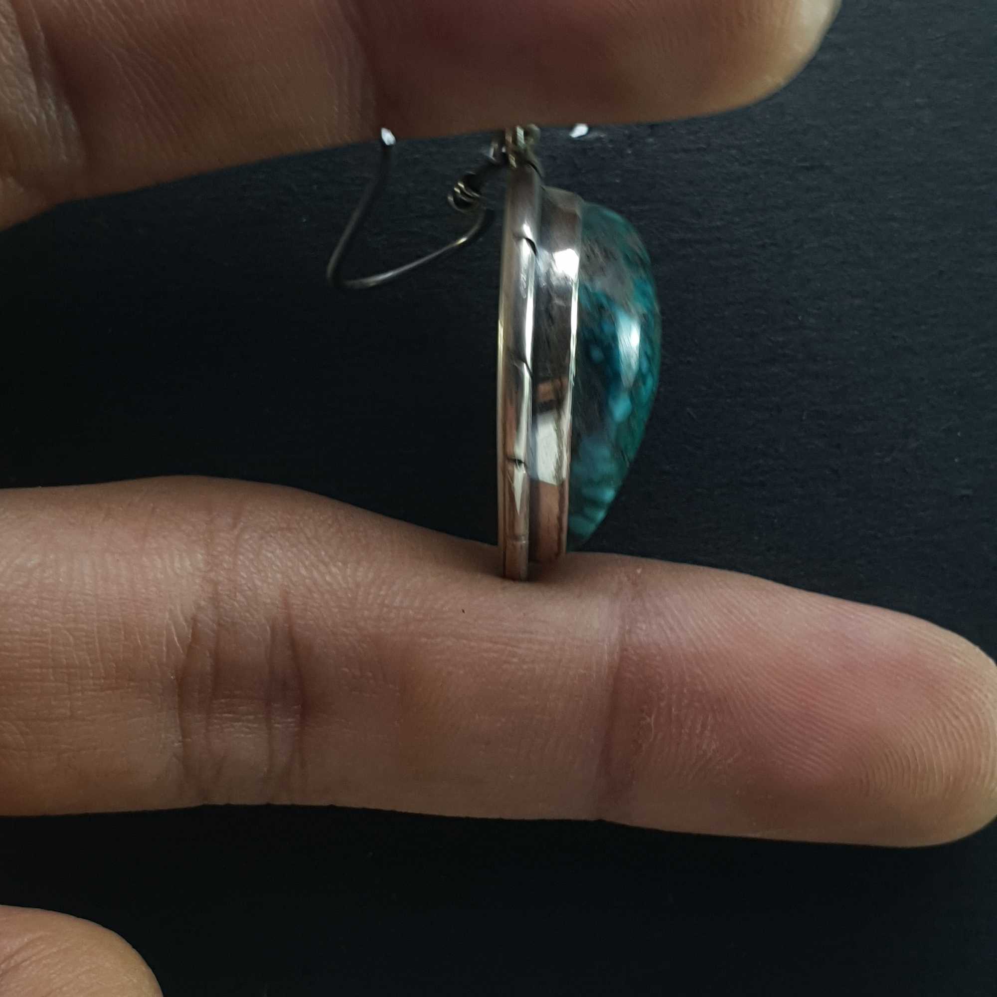 Old Tibetan Turquoise Earrings pair