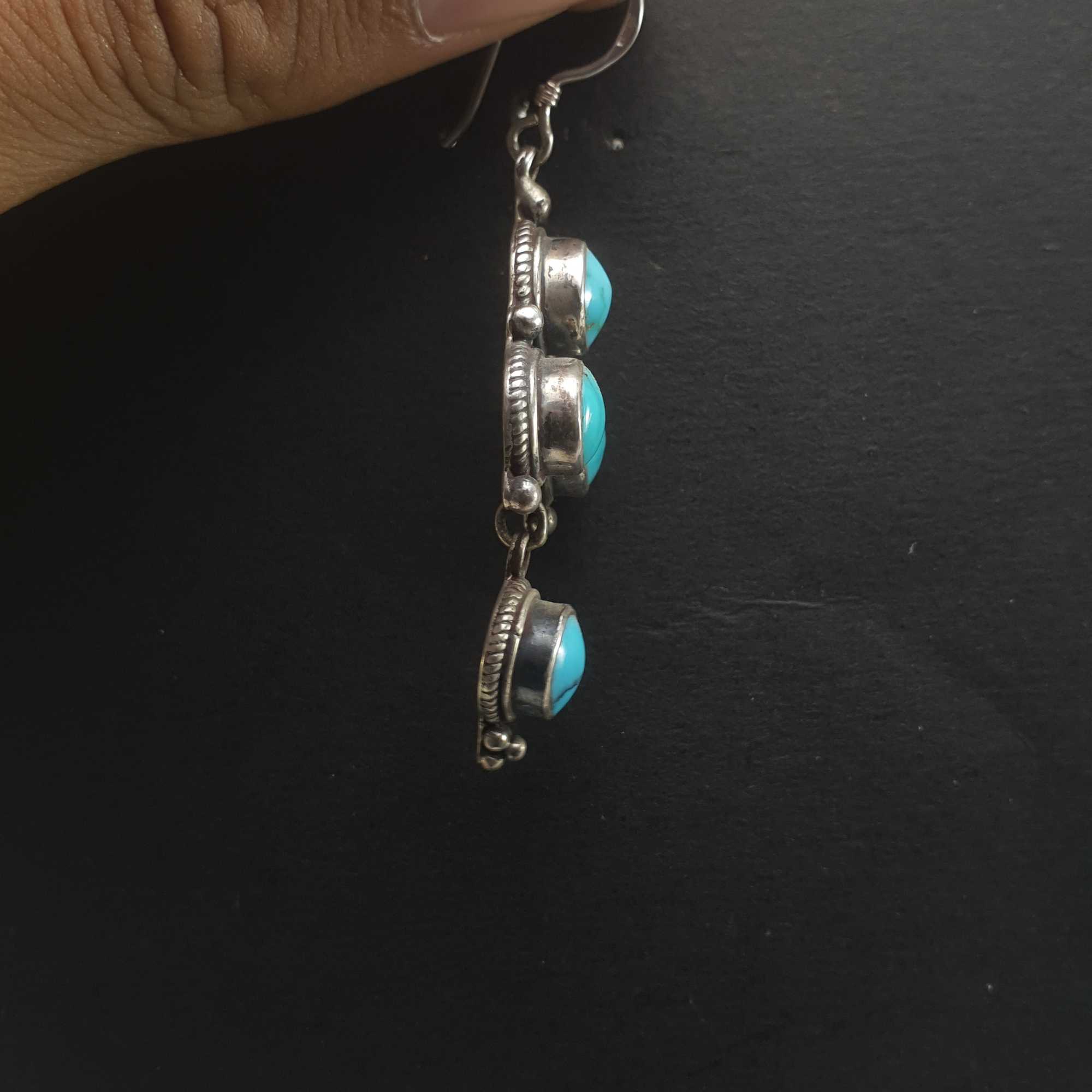 Old Tibetan Turquoise Earrings pair