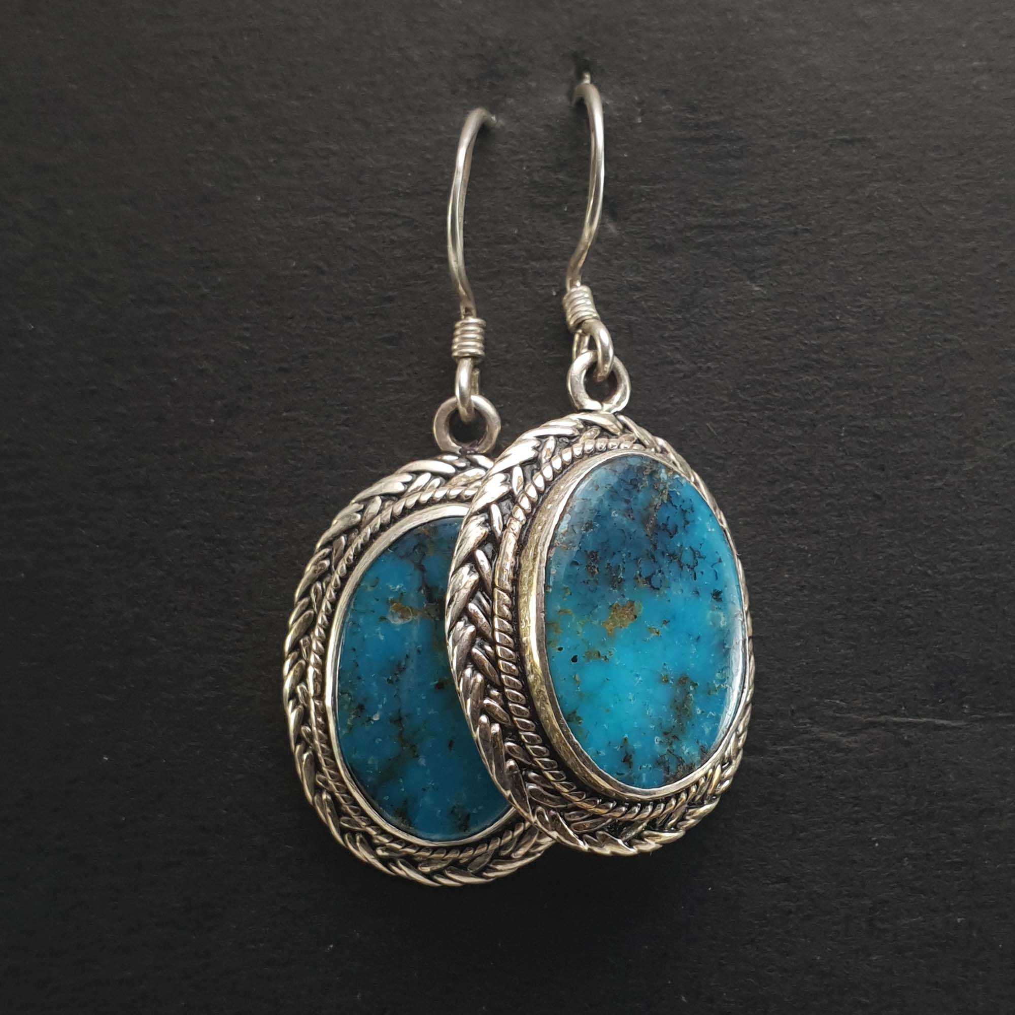 Old Tibetan Turquoise Earrings <span Style=
