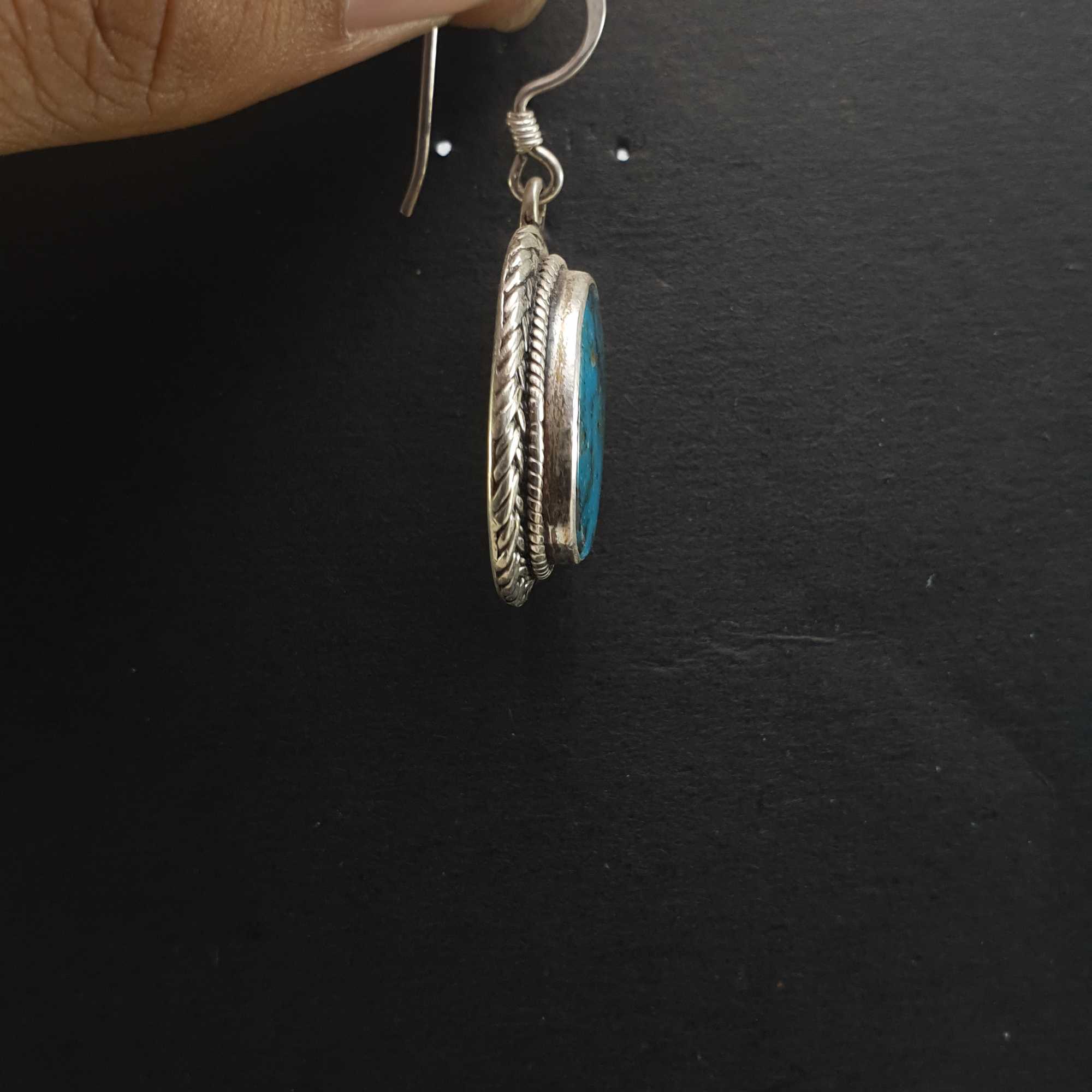 Old Tibetan Turquoise Earrings pair