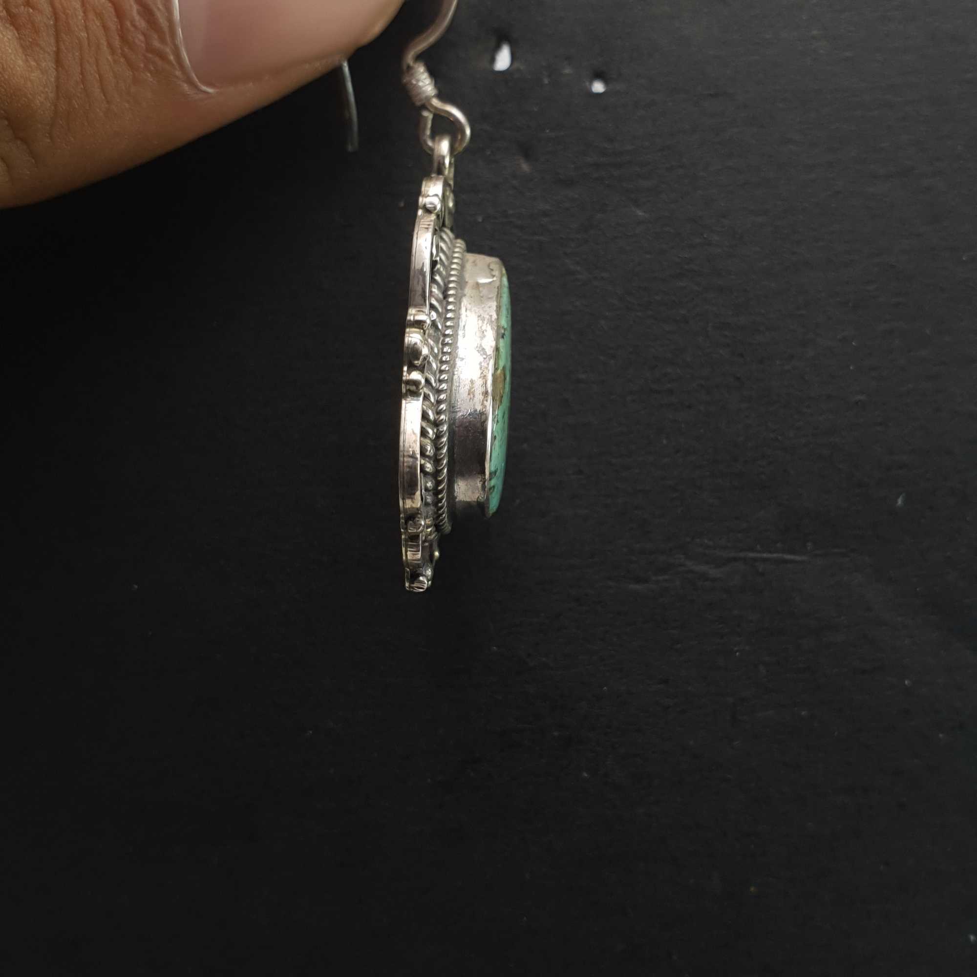 Old Tibetan Turquoise Earrings pair