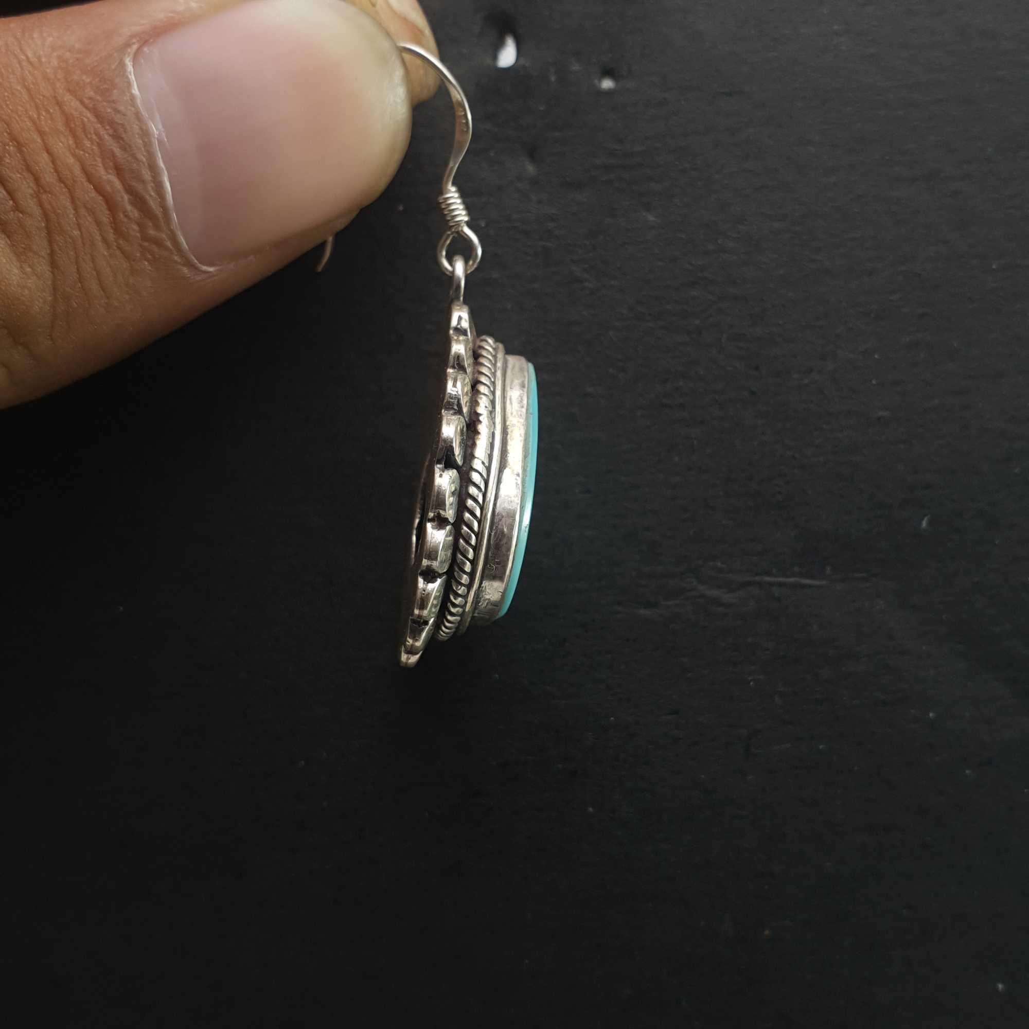 Old Tibetan Turquoise Earrings pair
