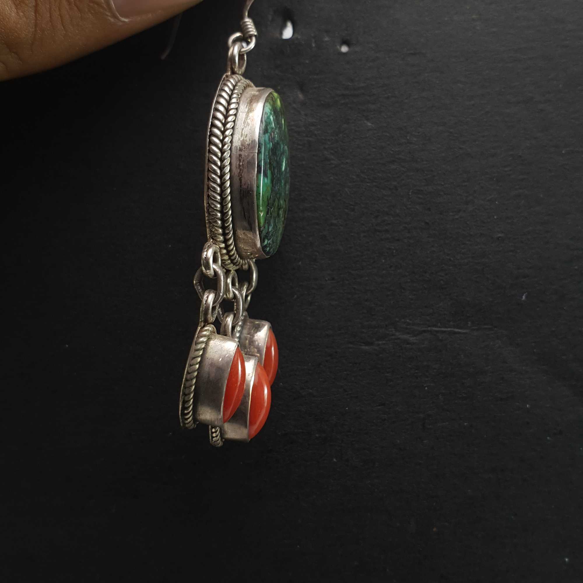 Old Tibetan Turquoise Earrings pair
