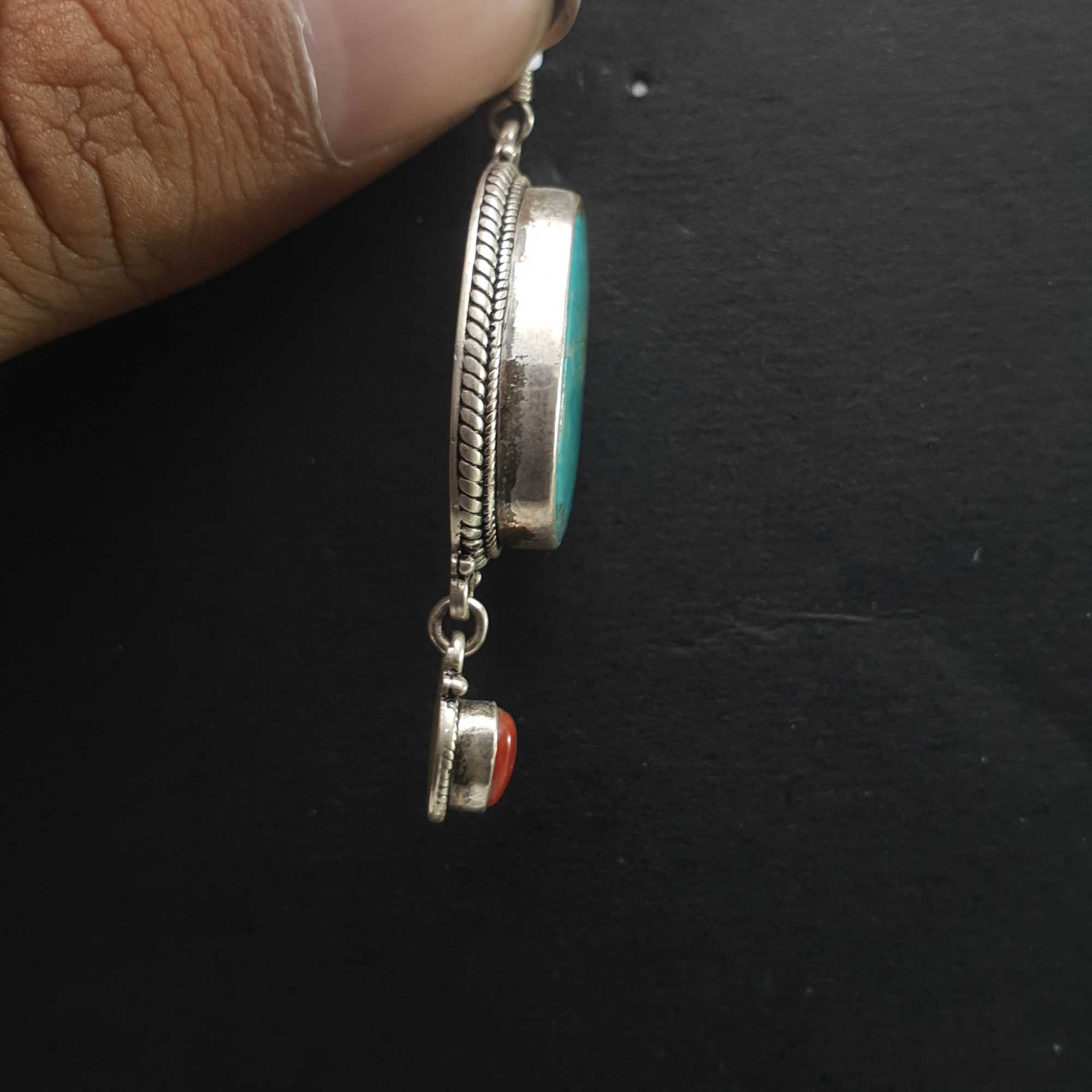 Old Tibetan Turquoise Earrings pair