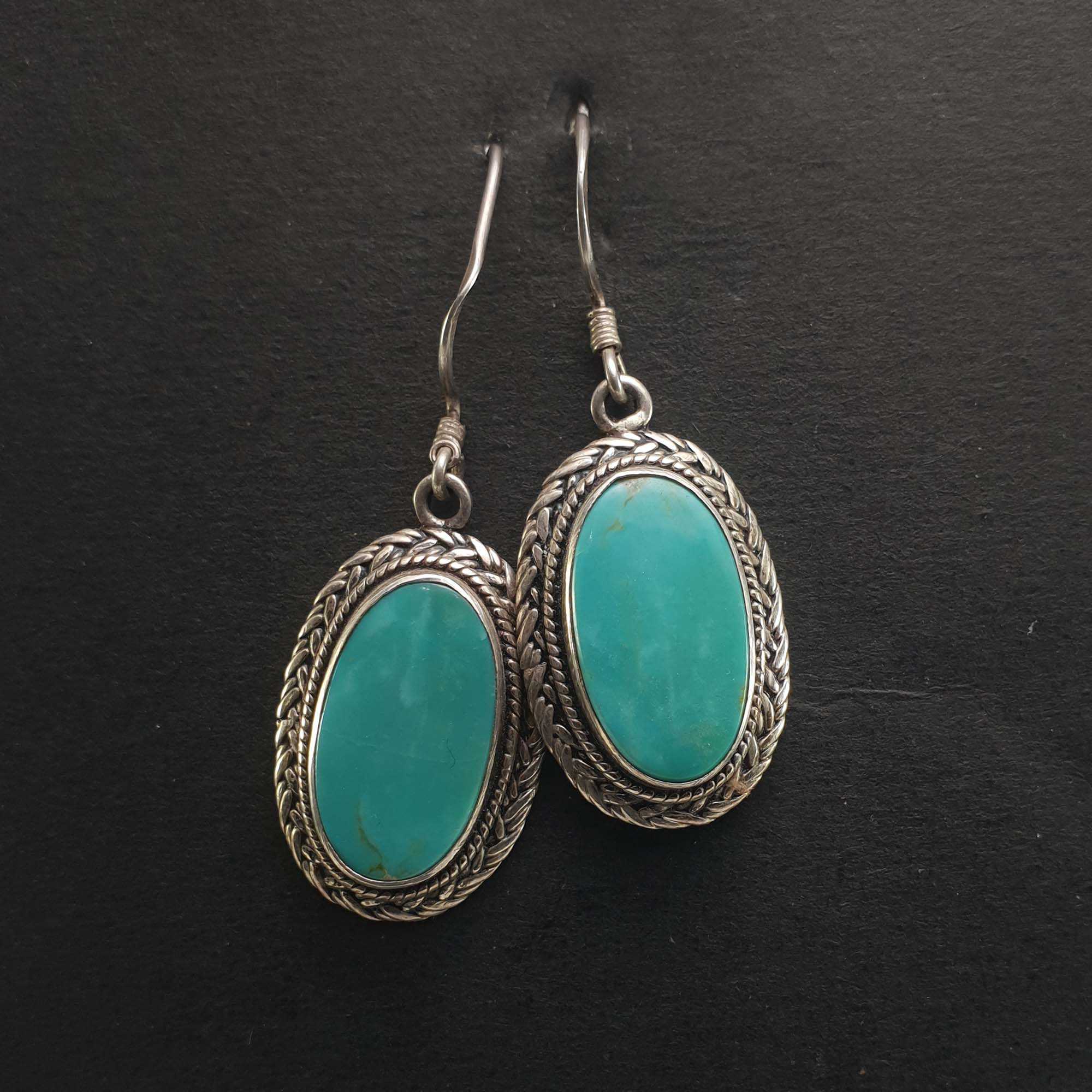 Old Tibetan Turquoise Earrings <span Style=