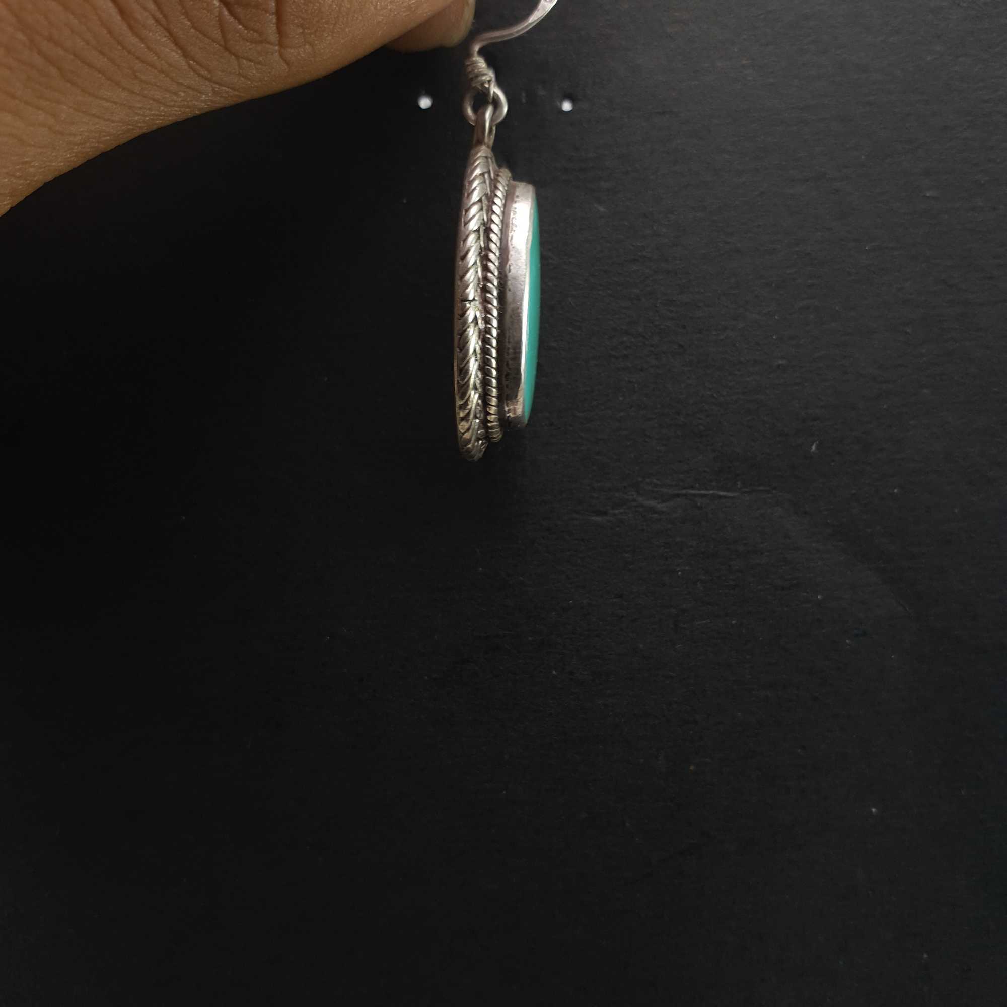 Old Tibetan Turquoise Earrings pair