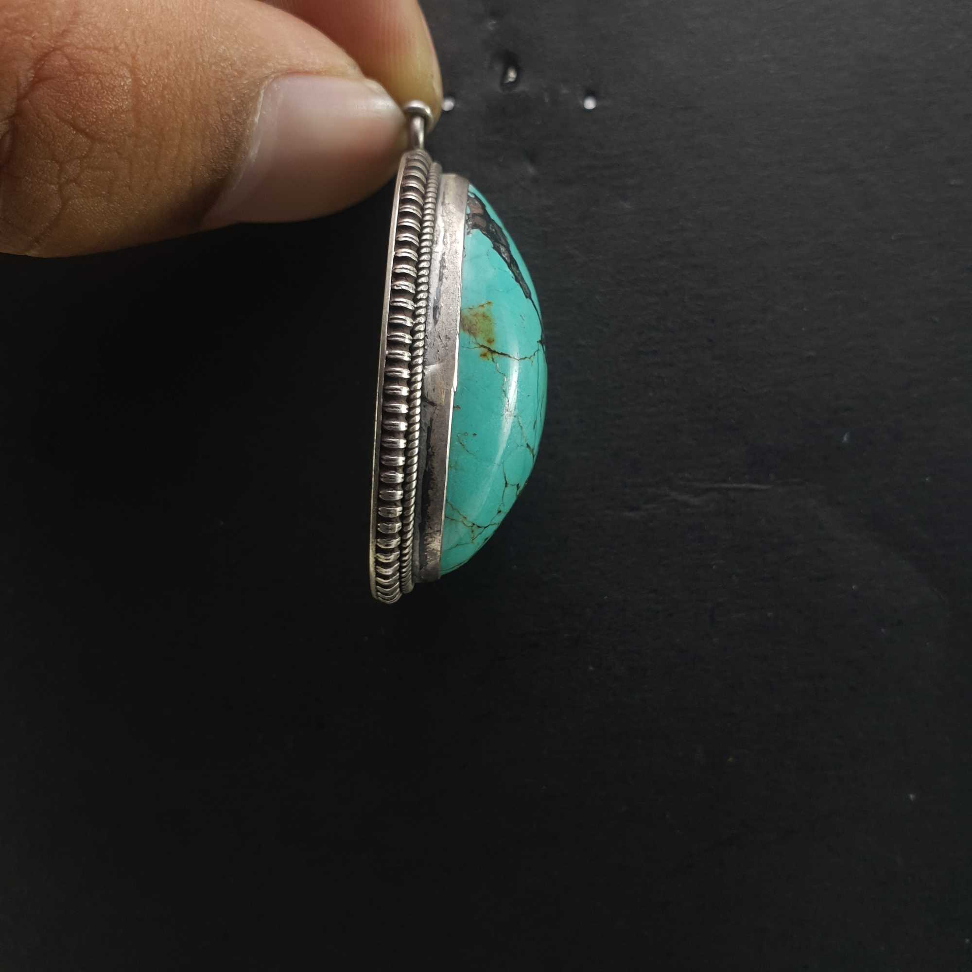 Old Tibetan Turquoise Earrings pair