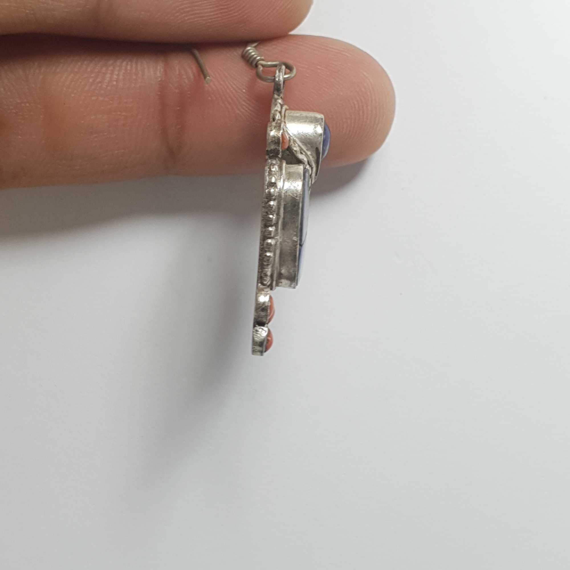 Nepali Handmade Silver Earring lapis