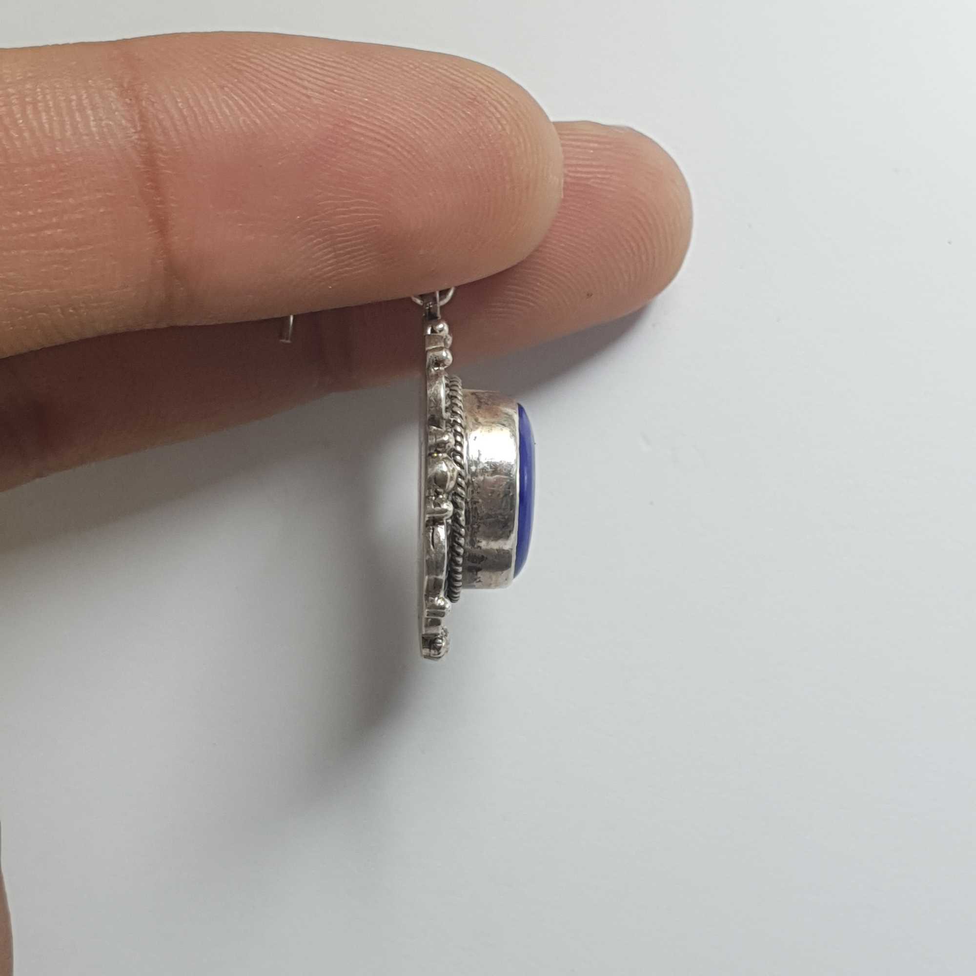 Nepali Handmade Silver Earring lapis