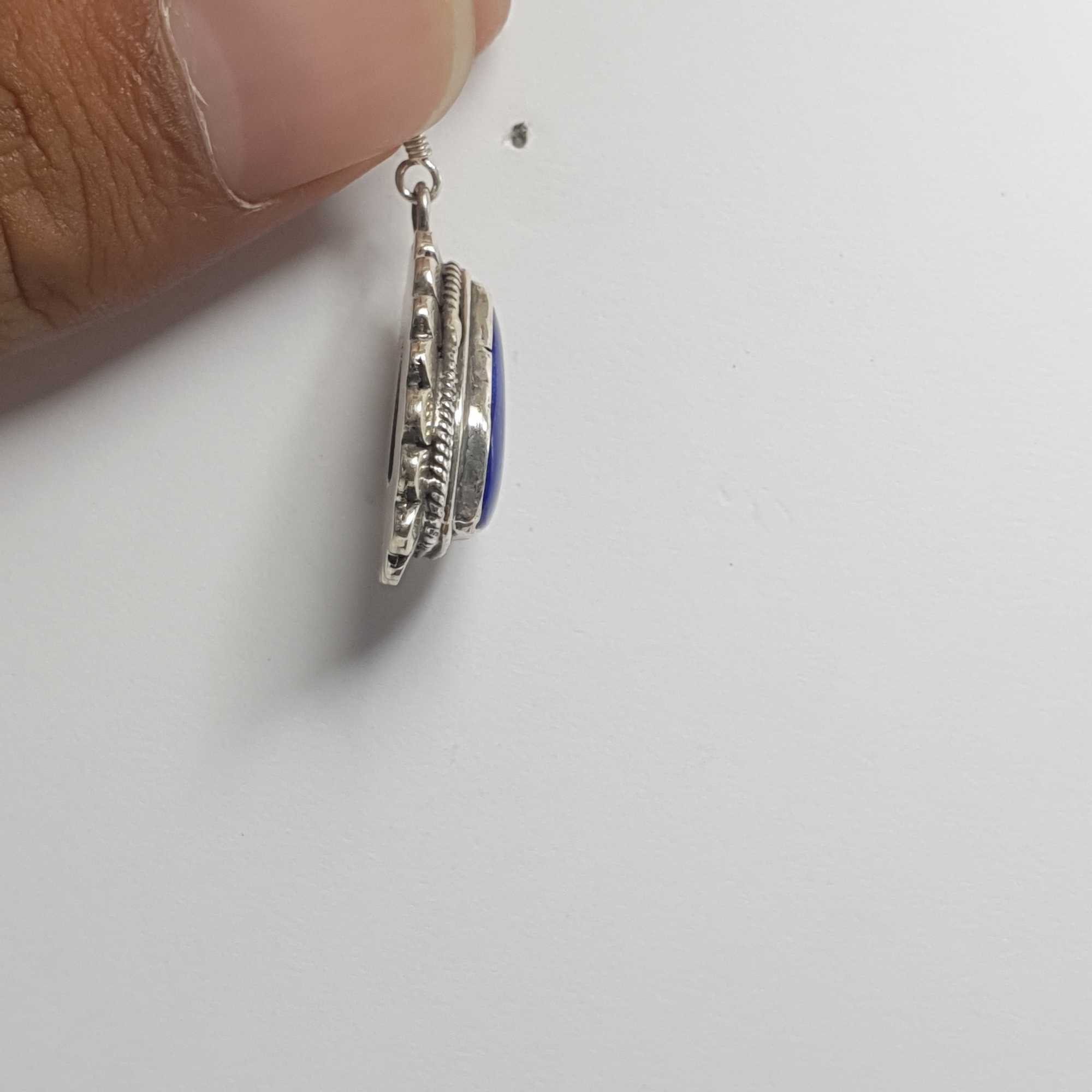 Nepali Handmade Silver Earring lapis