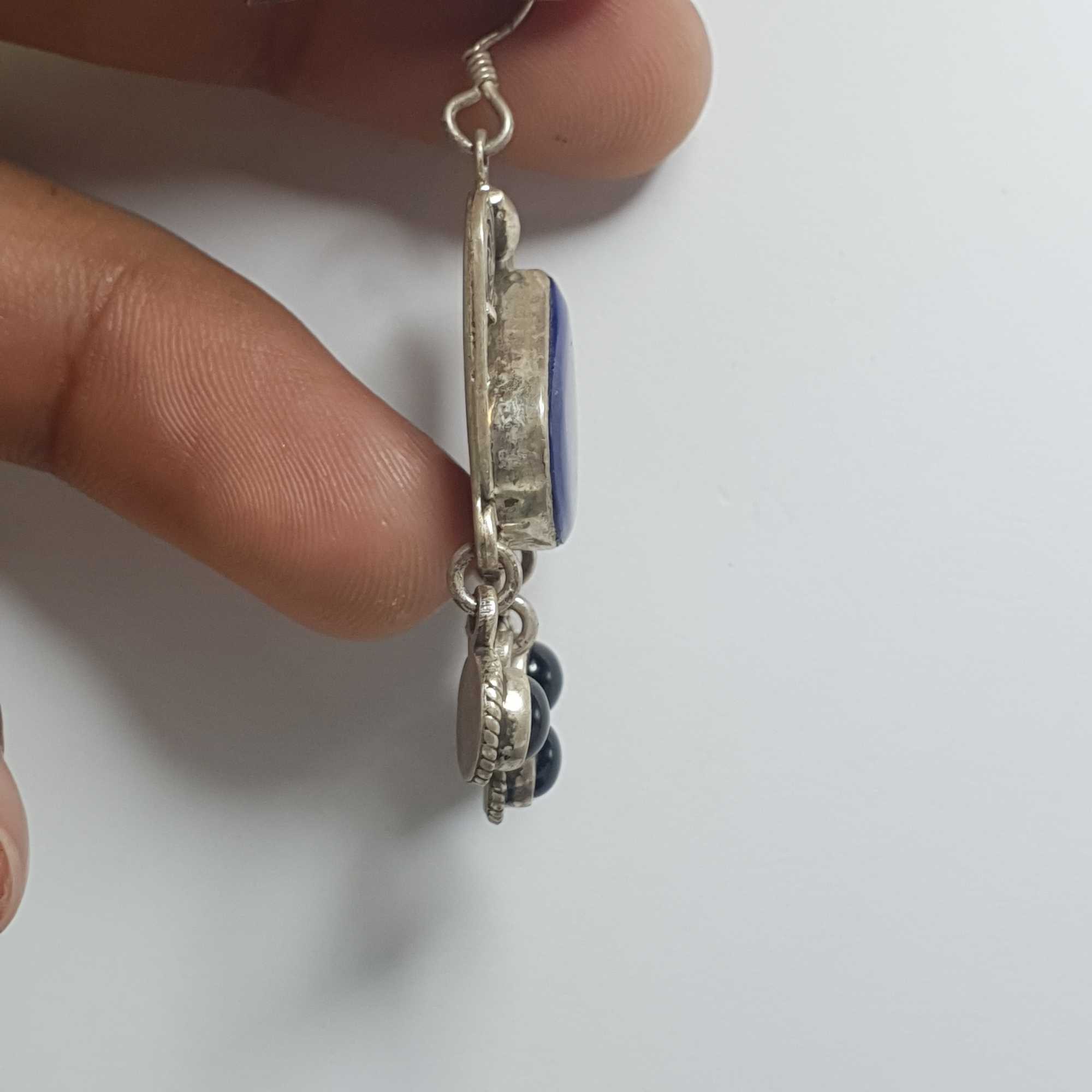 Nepali Handmade Silver Earring lapis