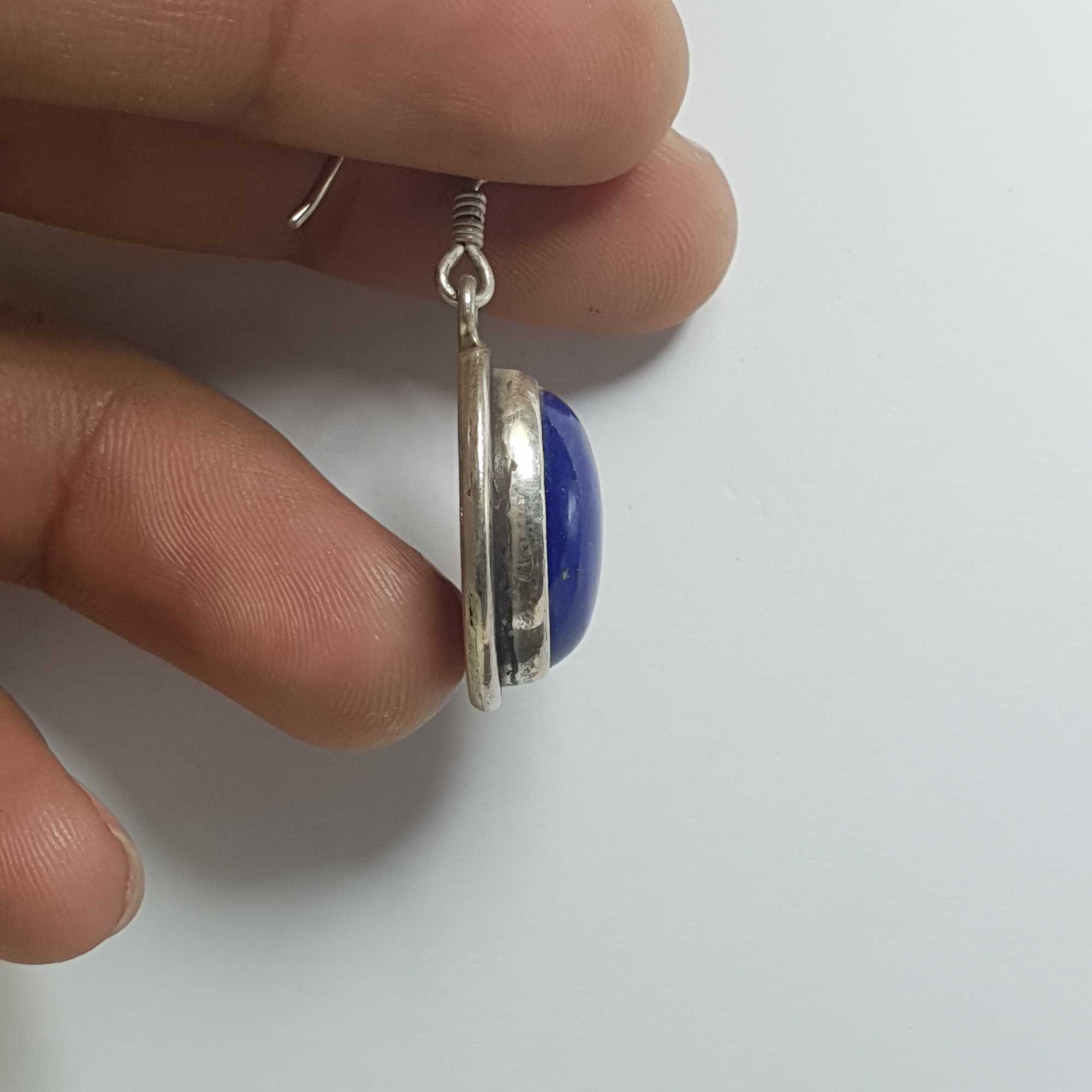 Nepali Handmade Silver Earring lapis