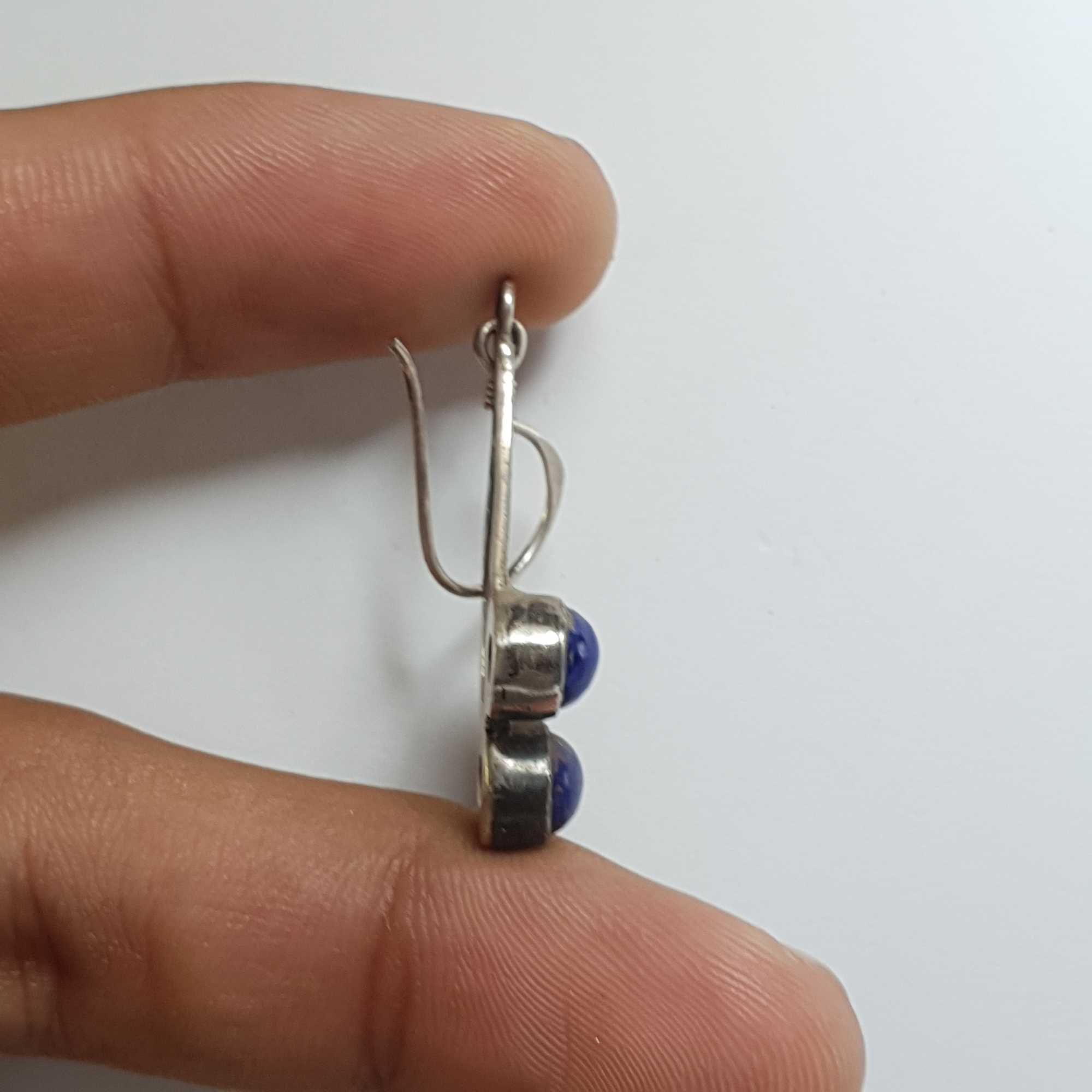 Nepali Handmade Silver Earring lapis