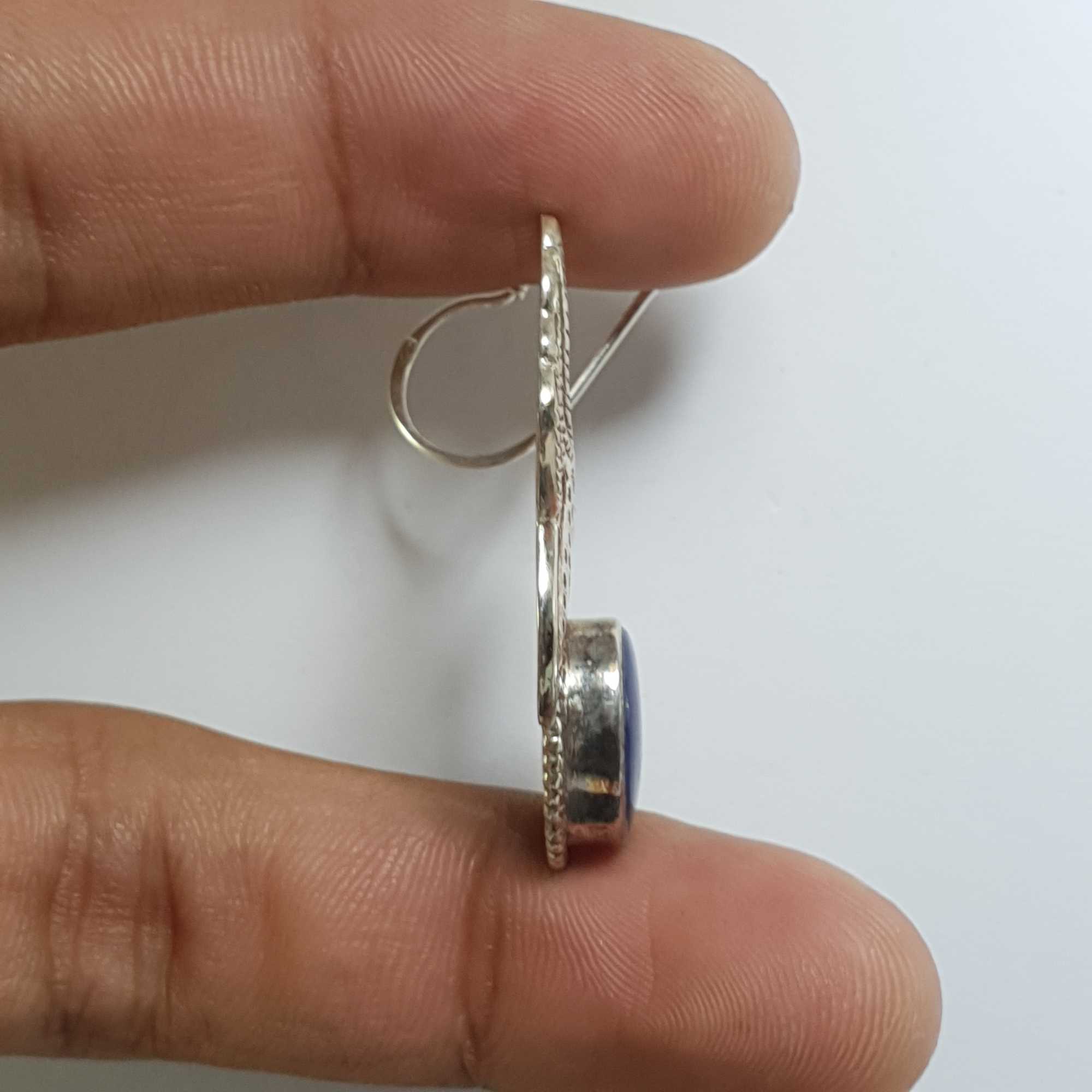 Nepali Handmade Silver Earring lapis