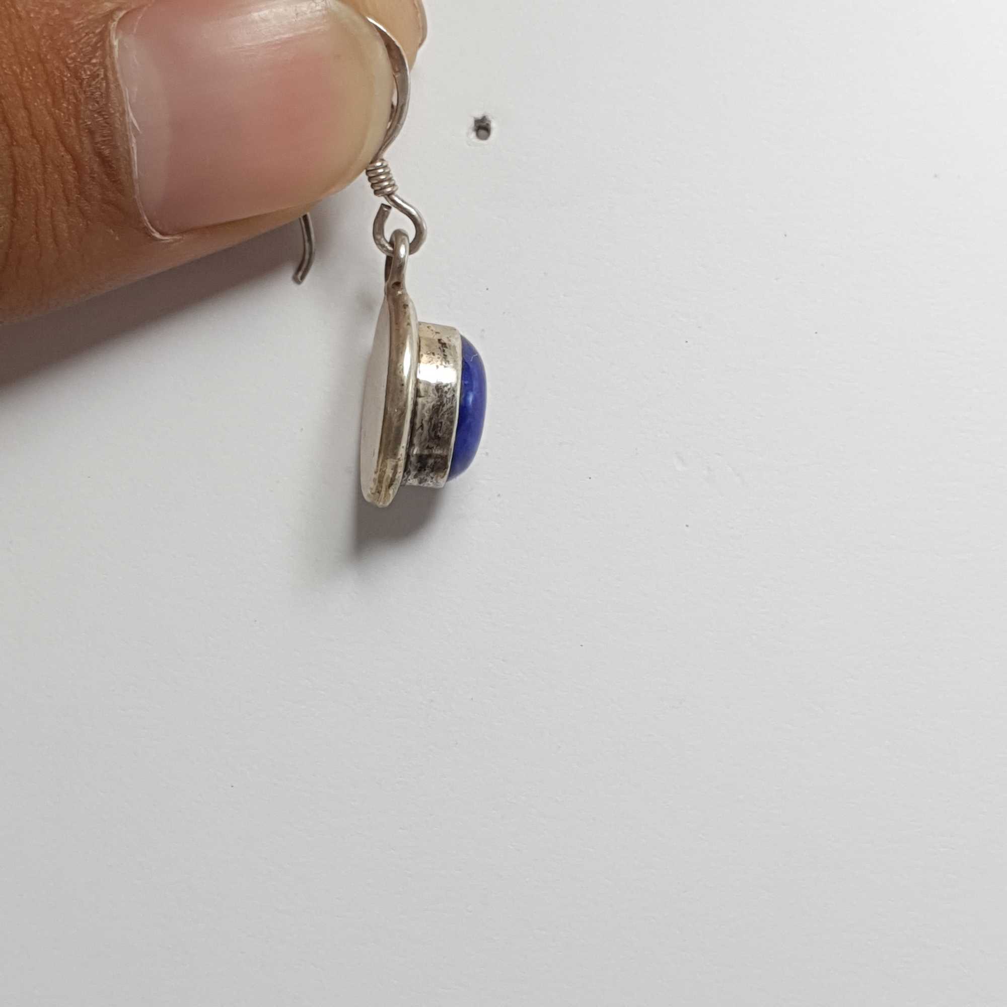 Nepali Handmade Silver Earring lapis