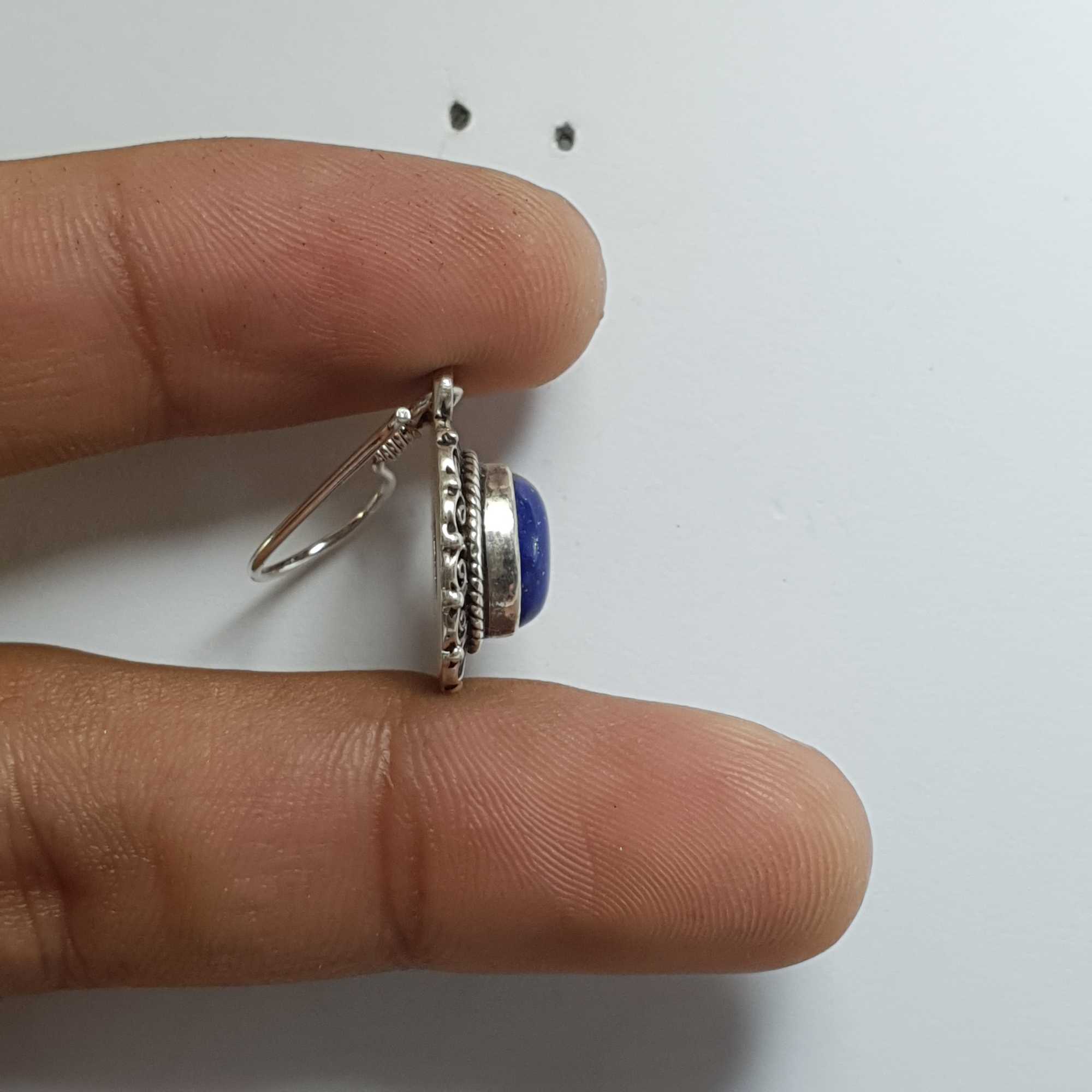 Nepali Handmade Silver Earring lapis