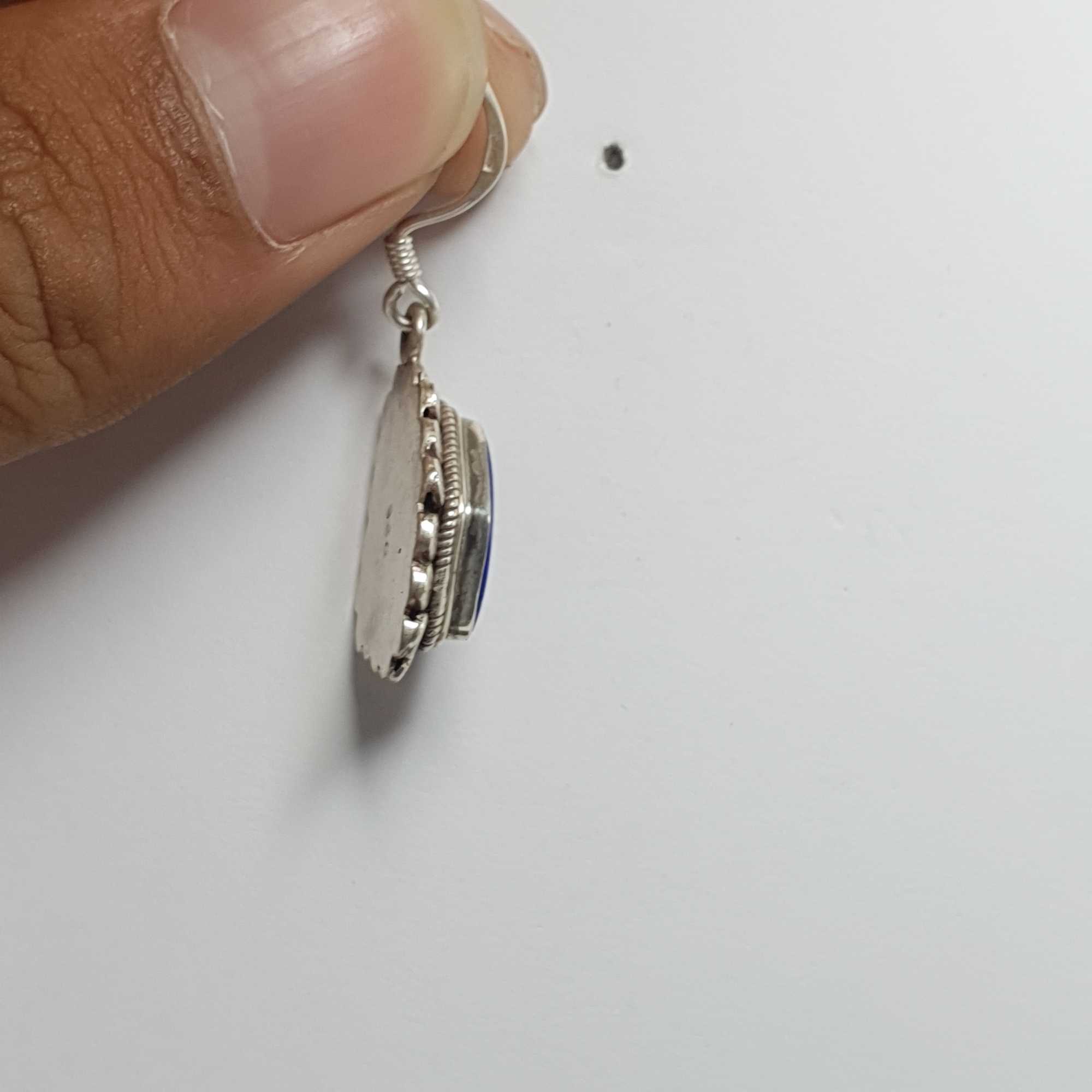 Nepali Handmade Silver Earring lapis