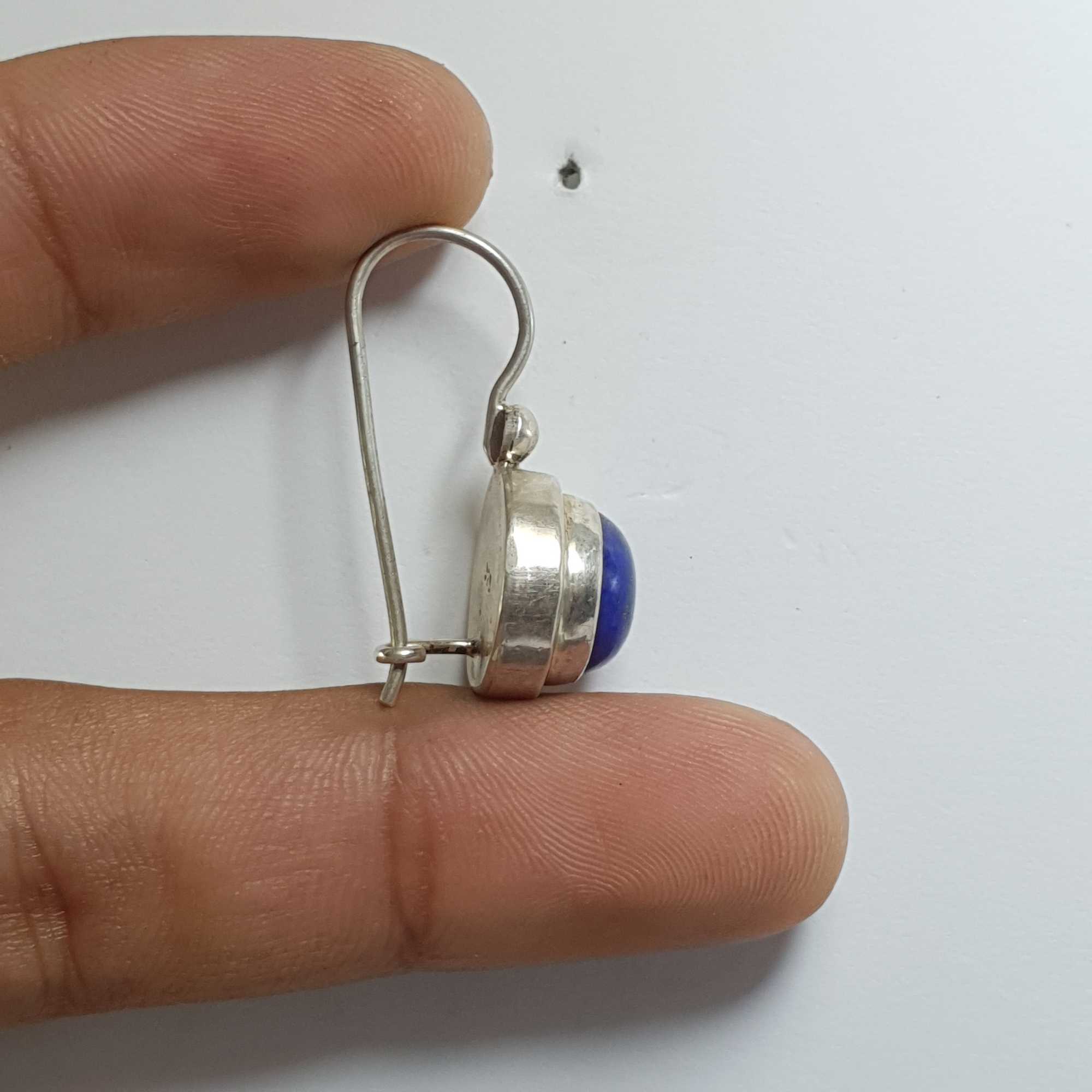 Nepali Handmade Silver Earring lapis