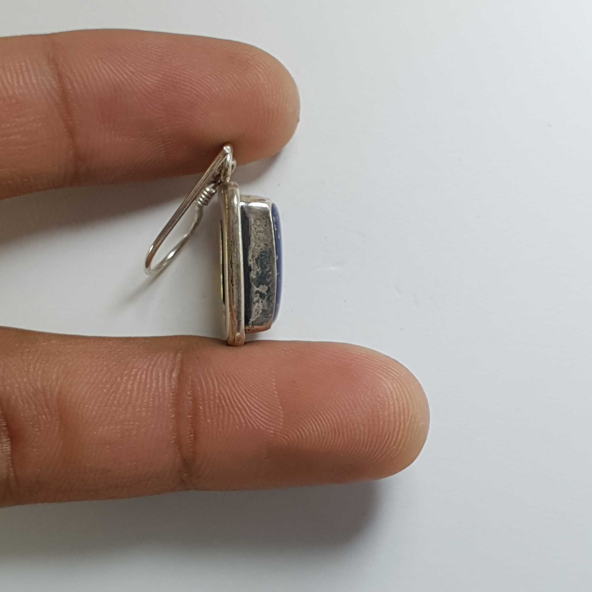 Nepali Handmade Silver Earring lapis