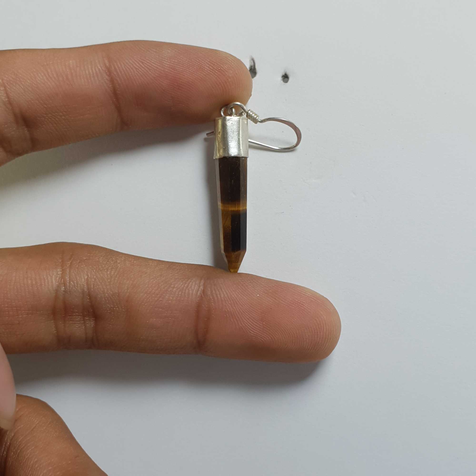 Silver Earring With tiger Eye Stone