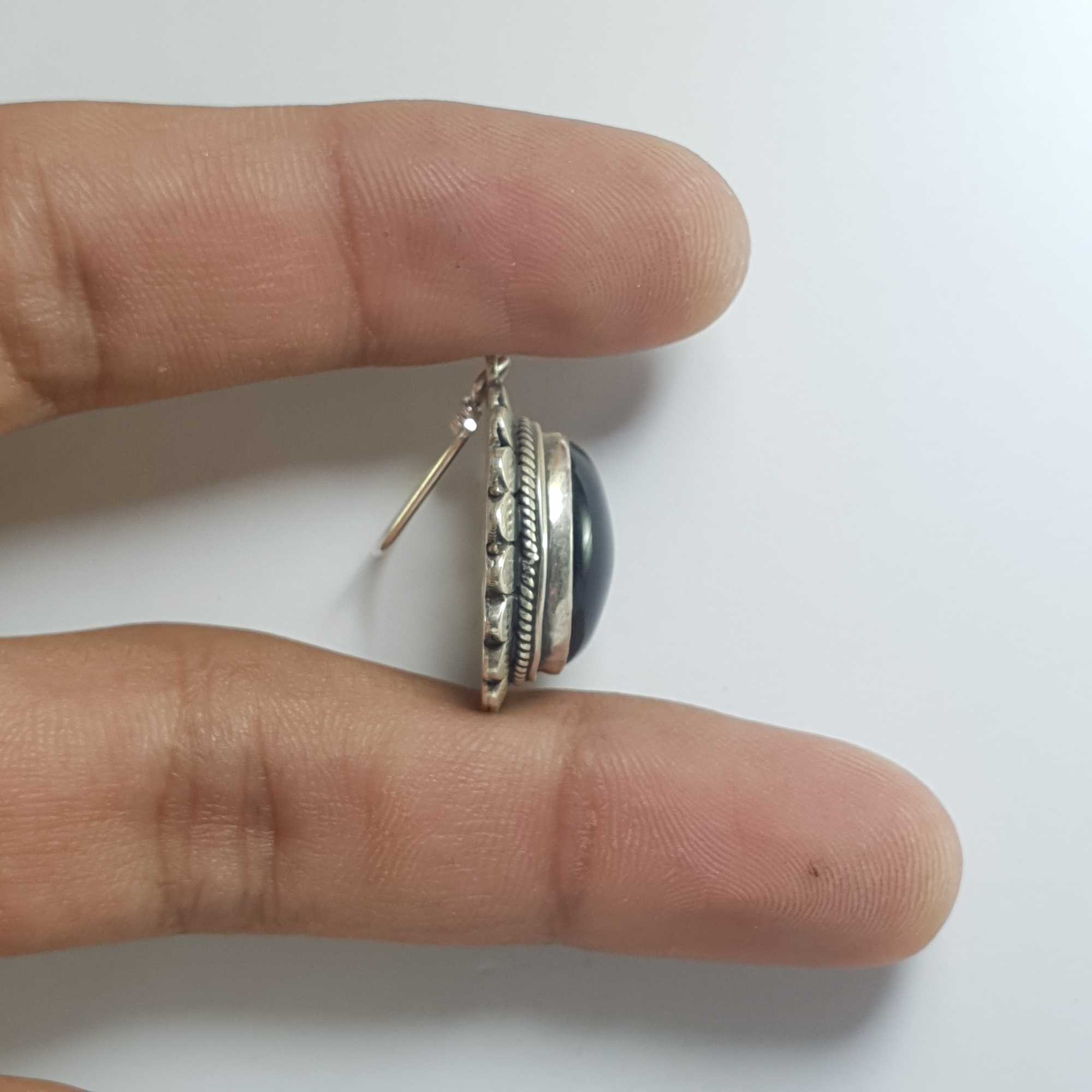 Silver Earrings With real Onyx Stone