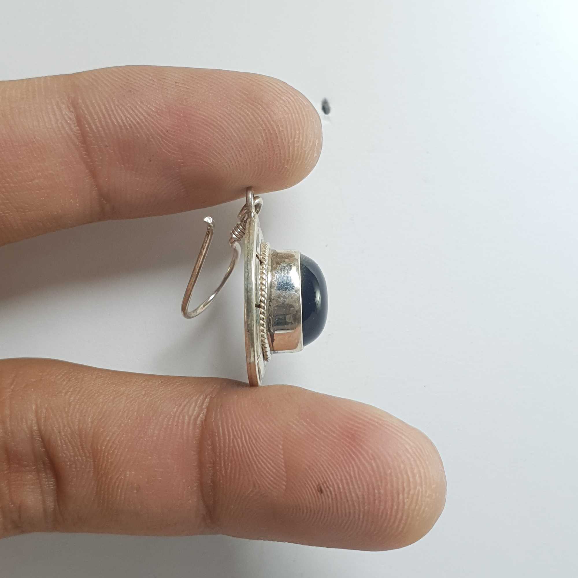 Silver Earrings With real Onyx Stone