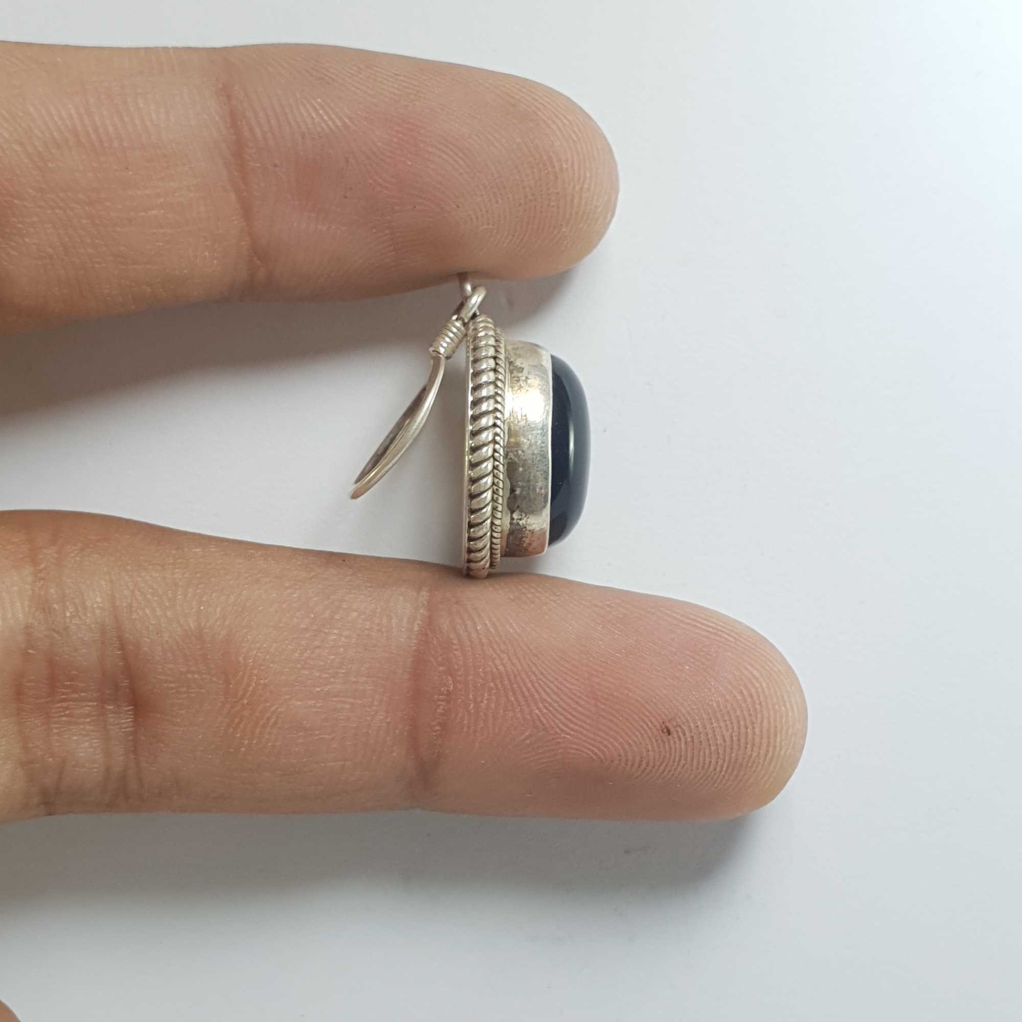 Silver Earrings With real Onyx Stone