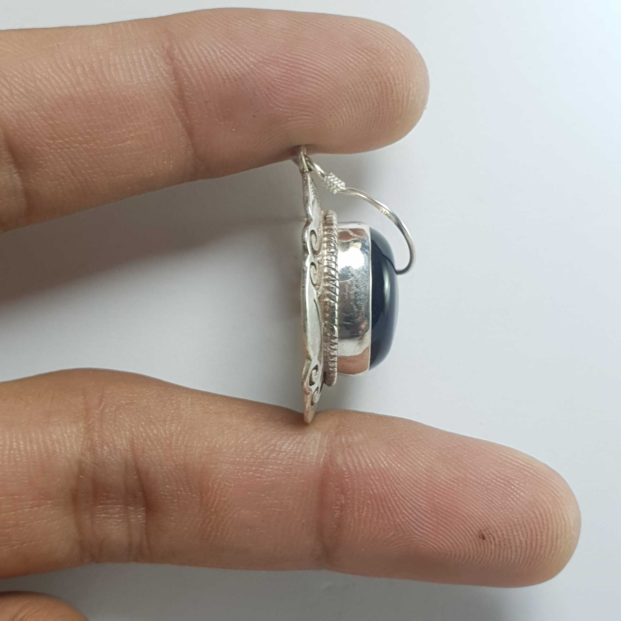 Silver Earrings With real Onyx Stone