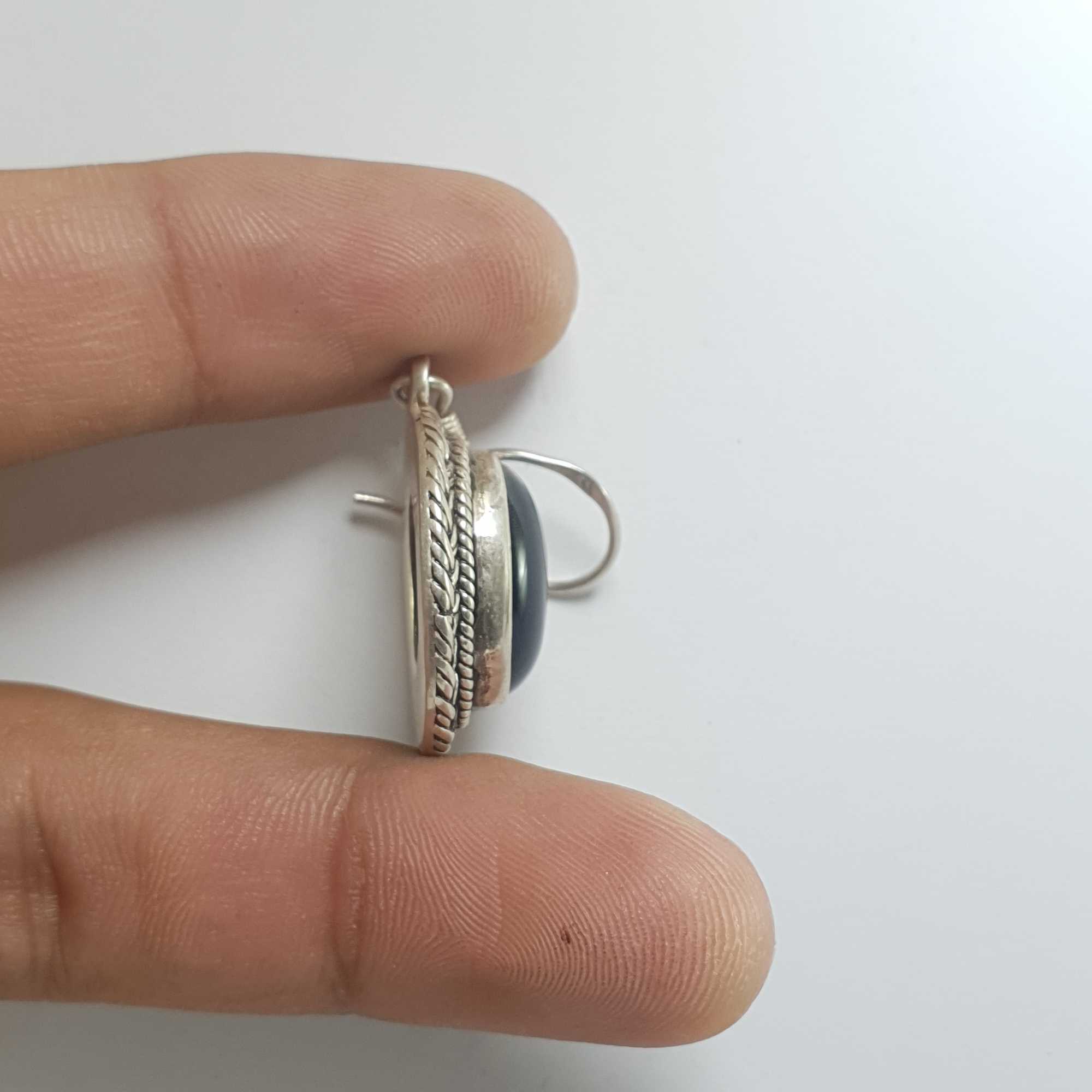 Silver Earrings With real Onyx Stone