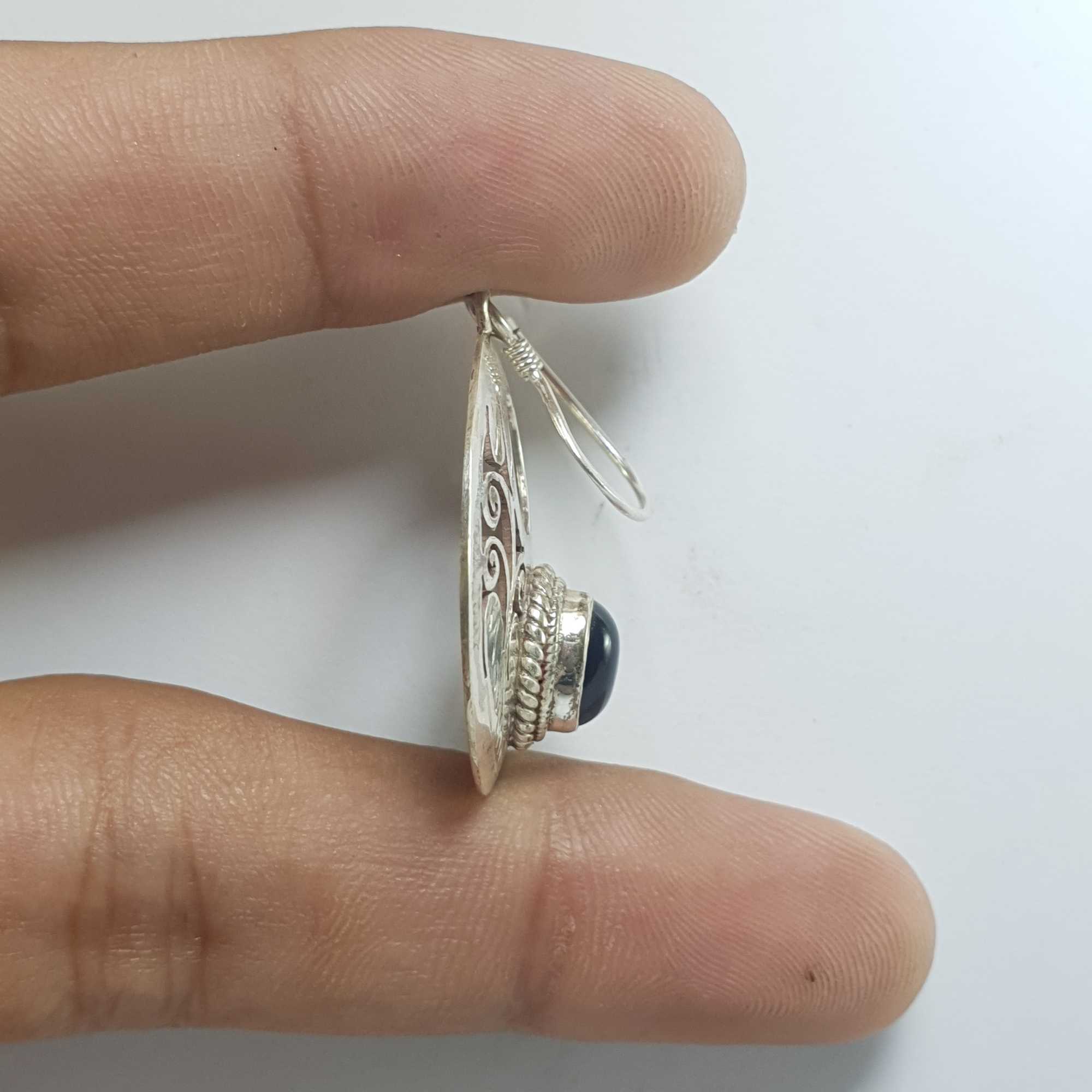 Silver Earrings With real Onyx Stone