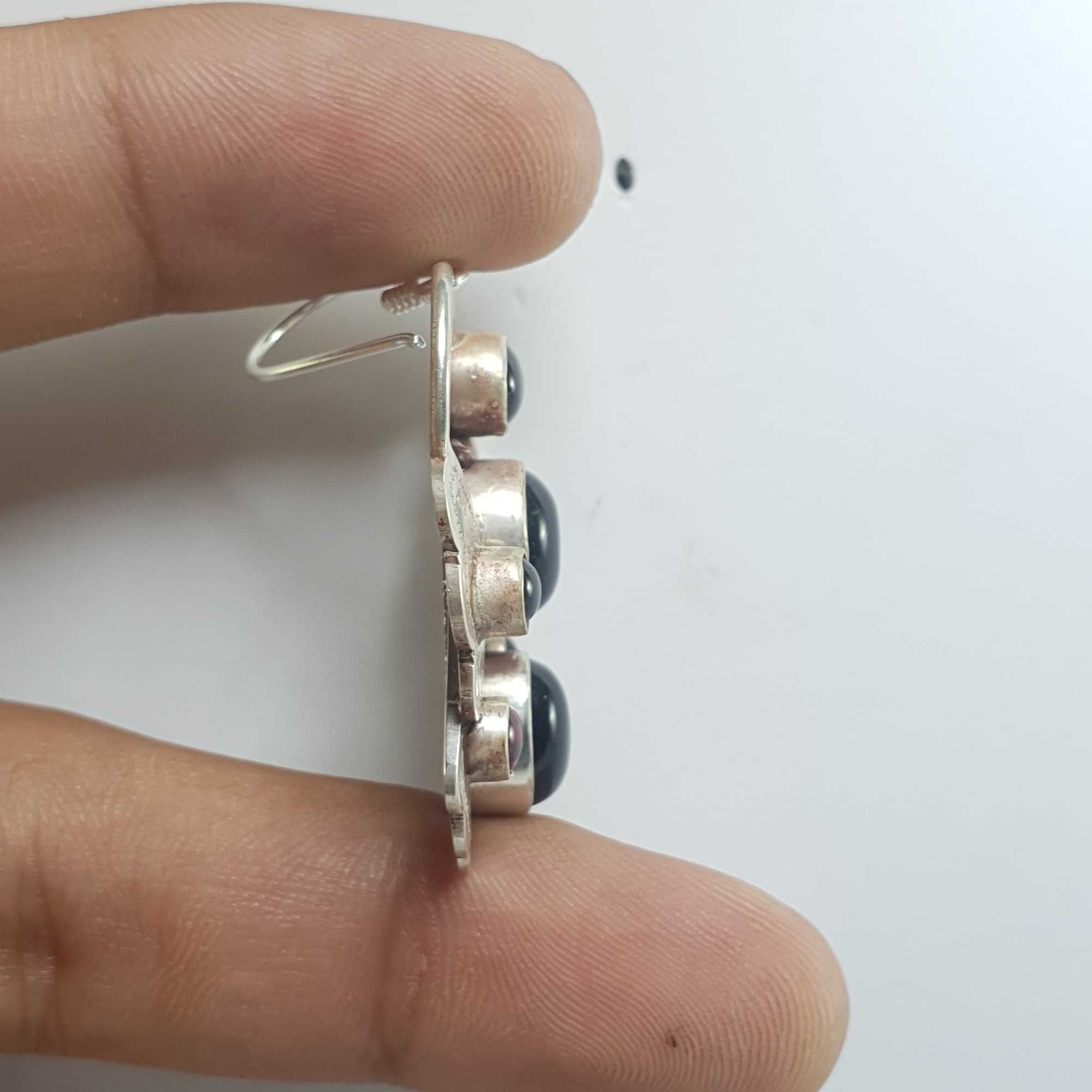Silver Earrings With real Onyx Stone