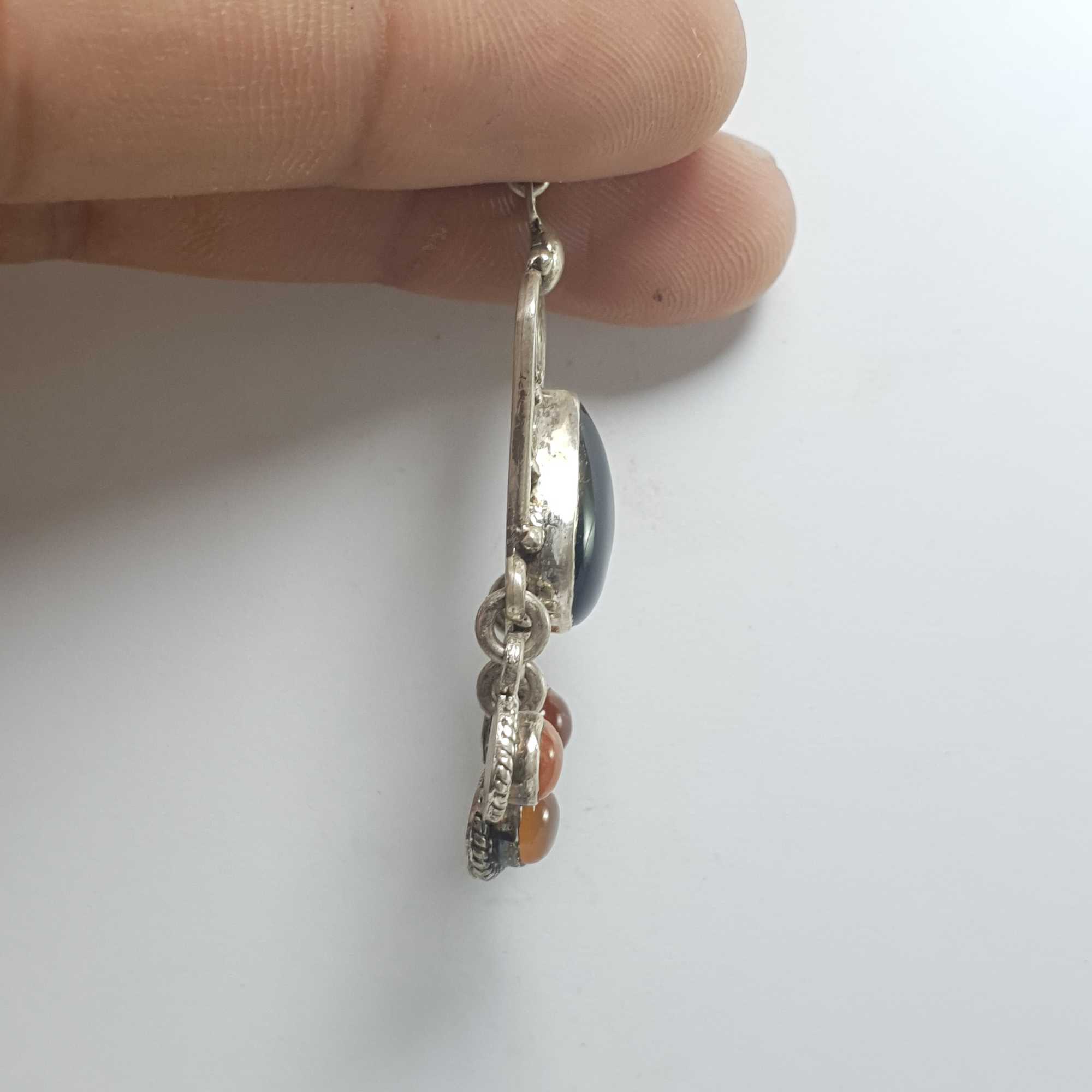 Silver Earrings With real Onyx Stone